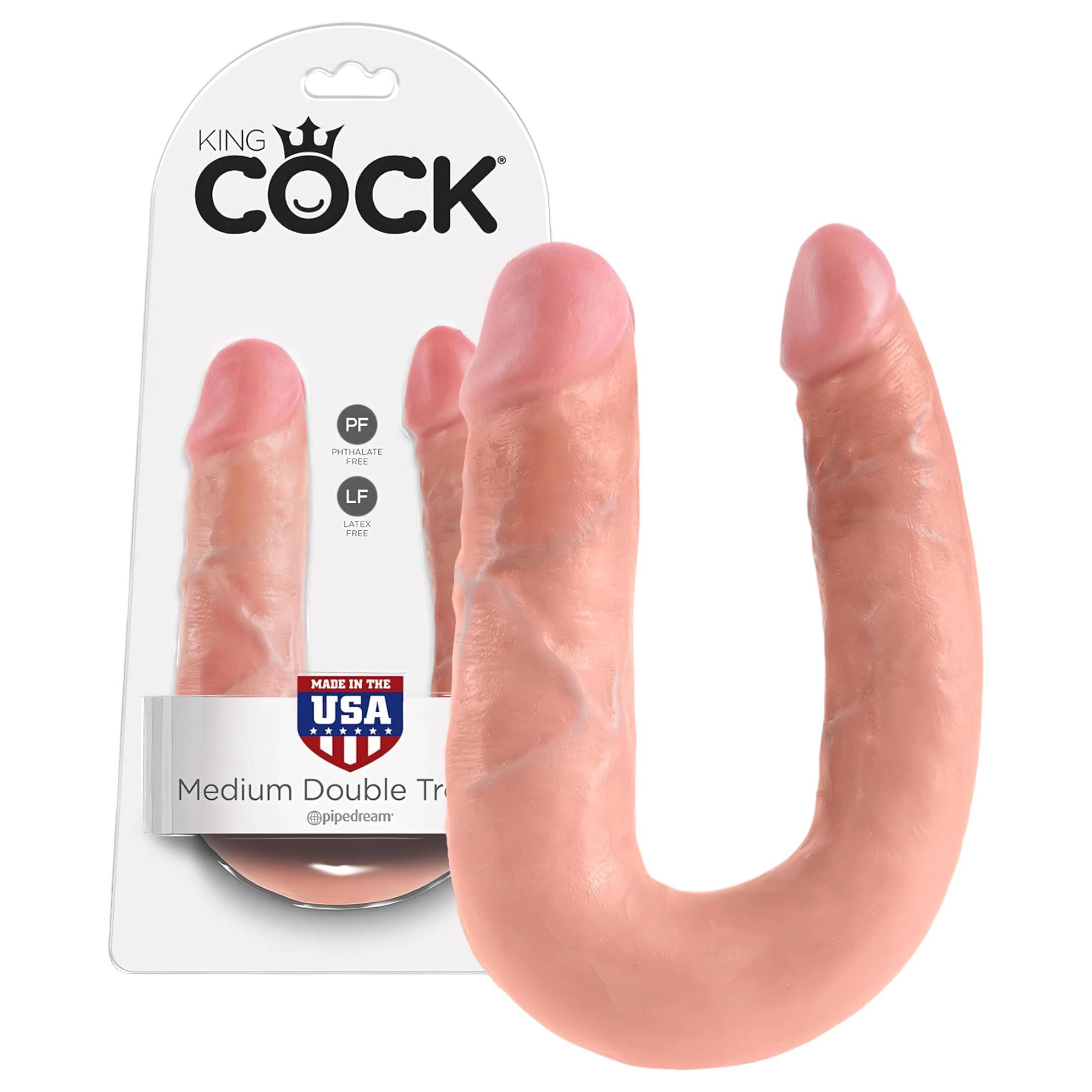King Cock dupla dildó (közepes) - natúr #1