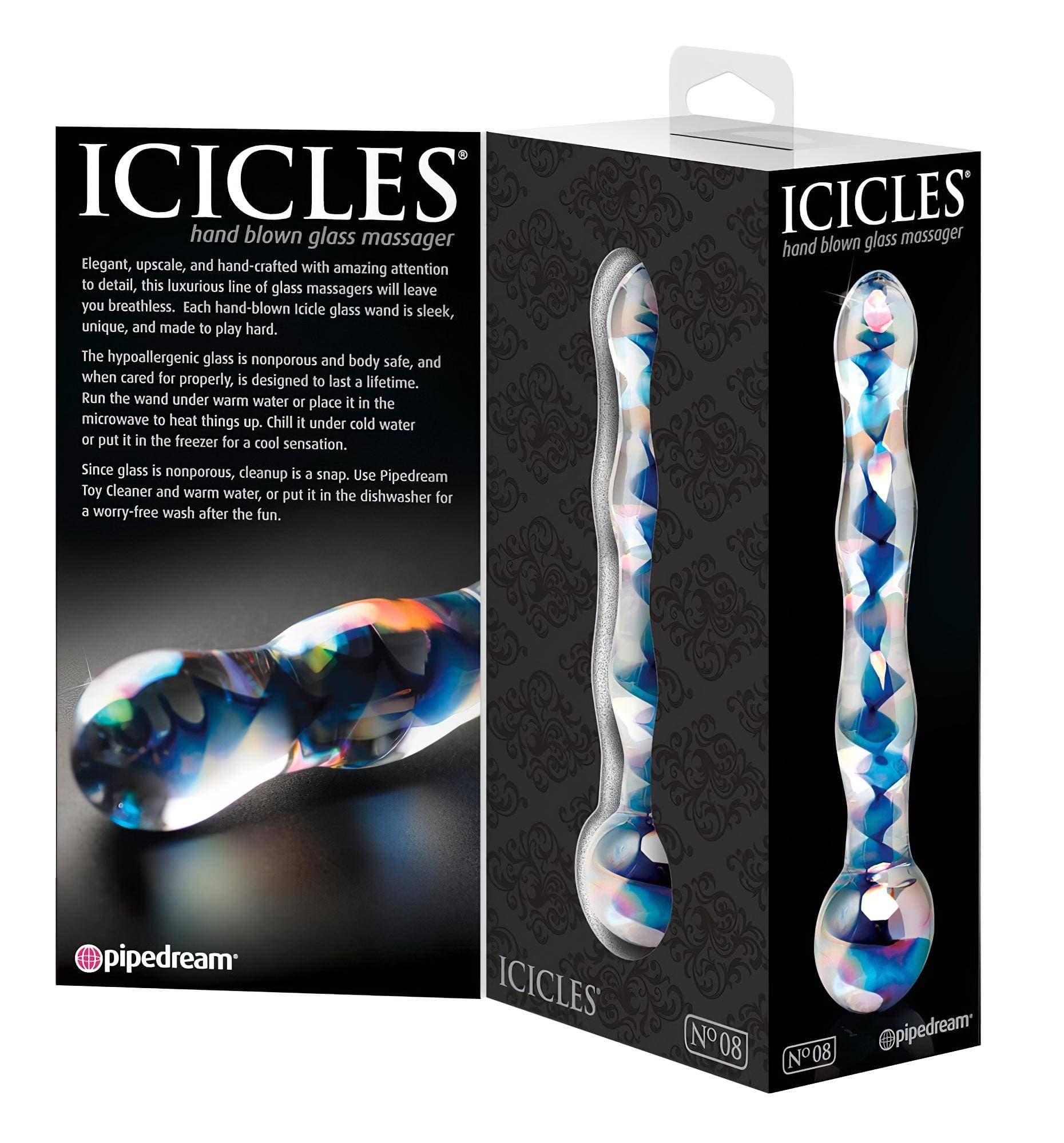 Icicles No. 08 - hullámos, kétvégű, üveg dildó #2