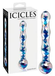 Icicles No. 08 - hullámos, kétvégű, üveg dildó #1