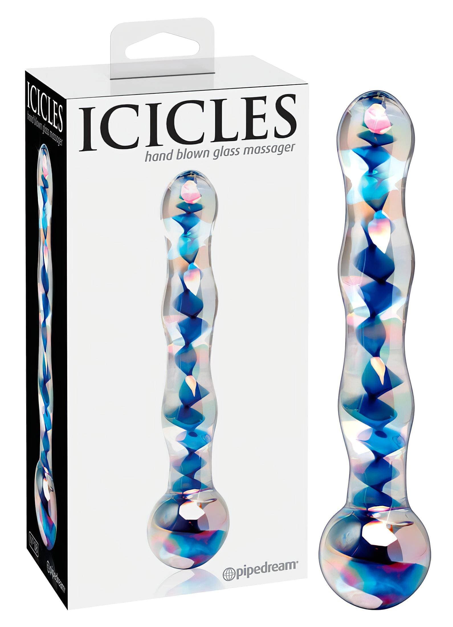 Icicles No. 08 - hullámos, kétvégű, üveg dildó #1