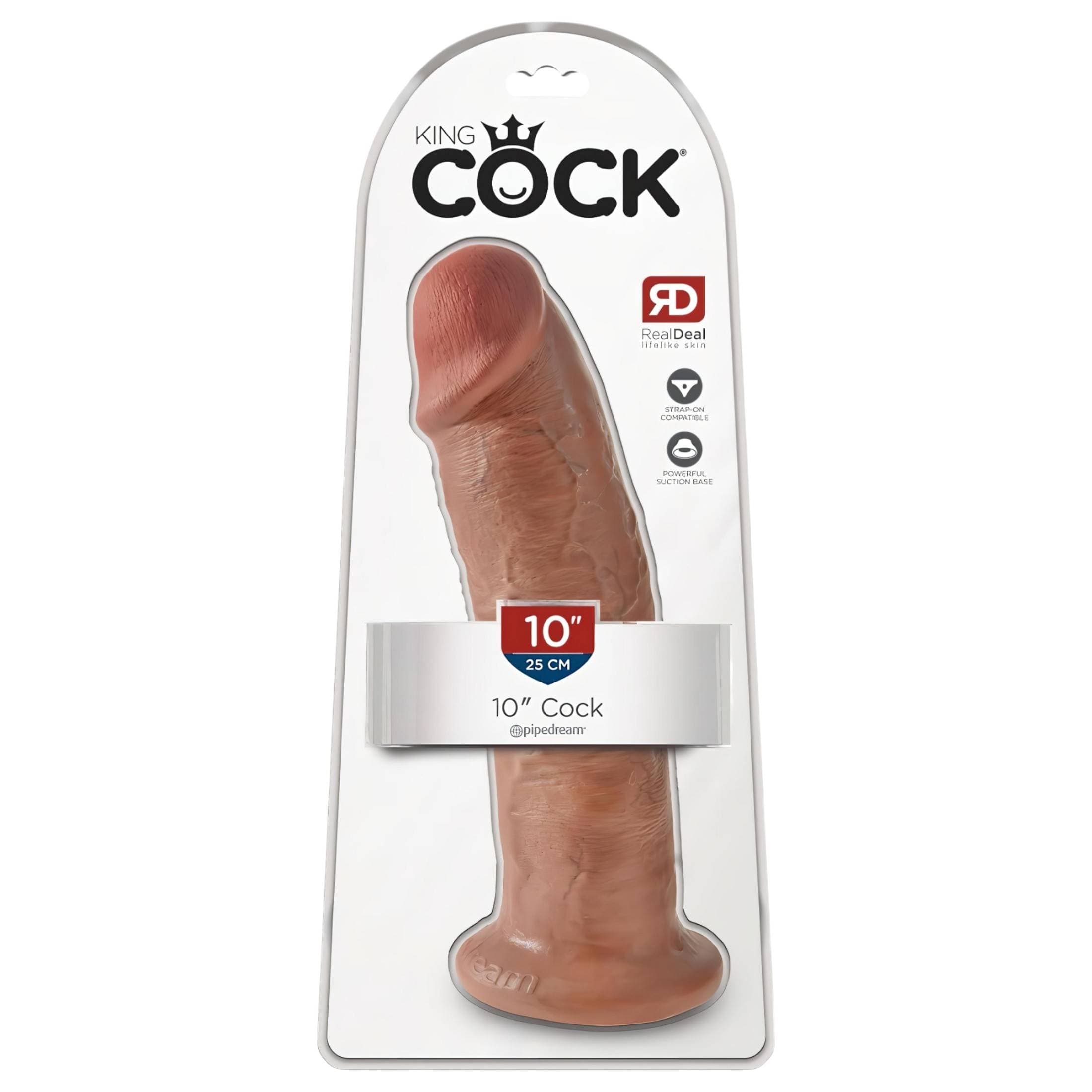 King Cock 10 - nagy tapadókorongos dildó (25cm) - sötét natúr #1