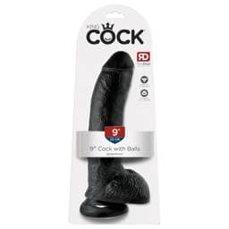 King Cock 9 - nagy tapadókorongos, herés dildó (23cm) - fekete #1