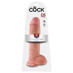 King Cock 11 - tapadókorongos, herés dildó (28cm) - natúr #1