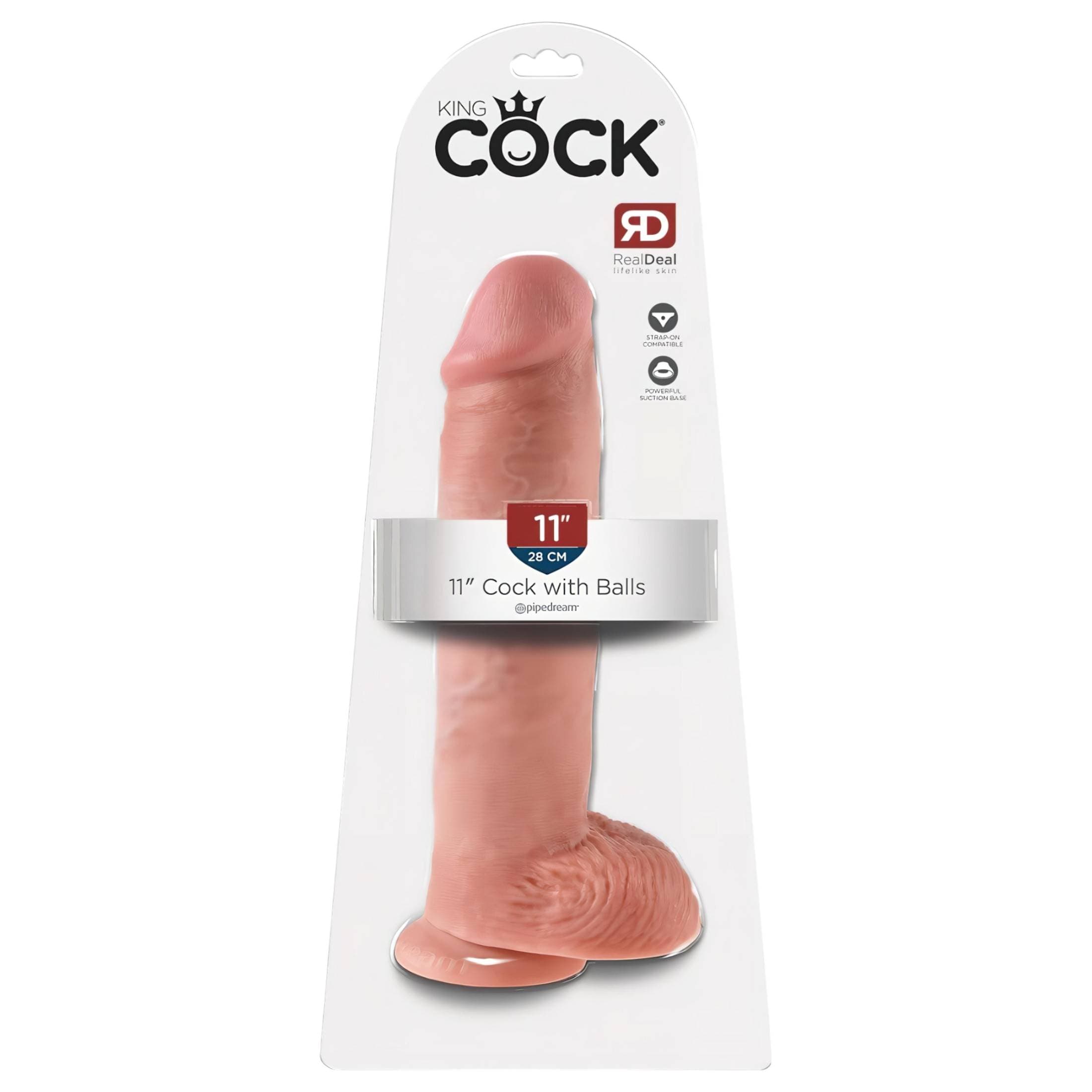 King Cock 11 - tapadókorongos, herés dildó (28cm) - natúr #1