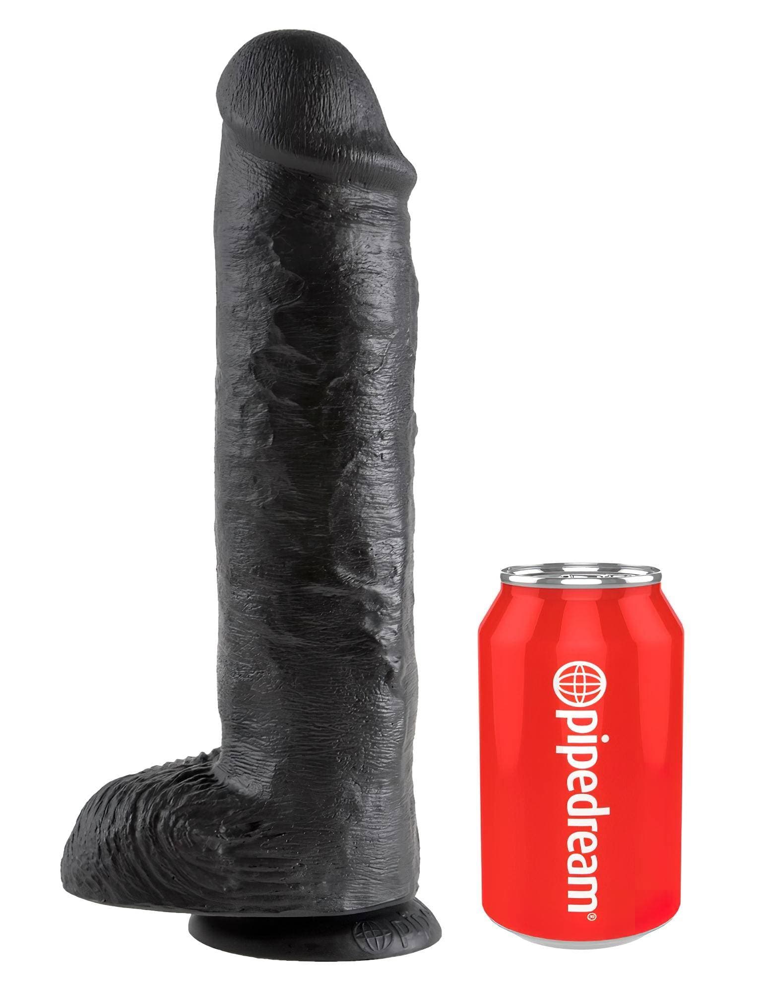King Cock 11 - nagy tapadókorongos, herés dildó (28cm) - fekete #2