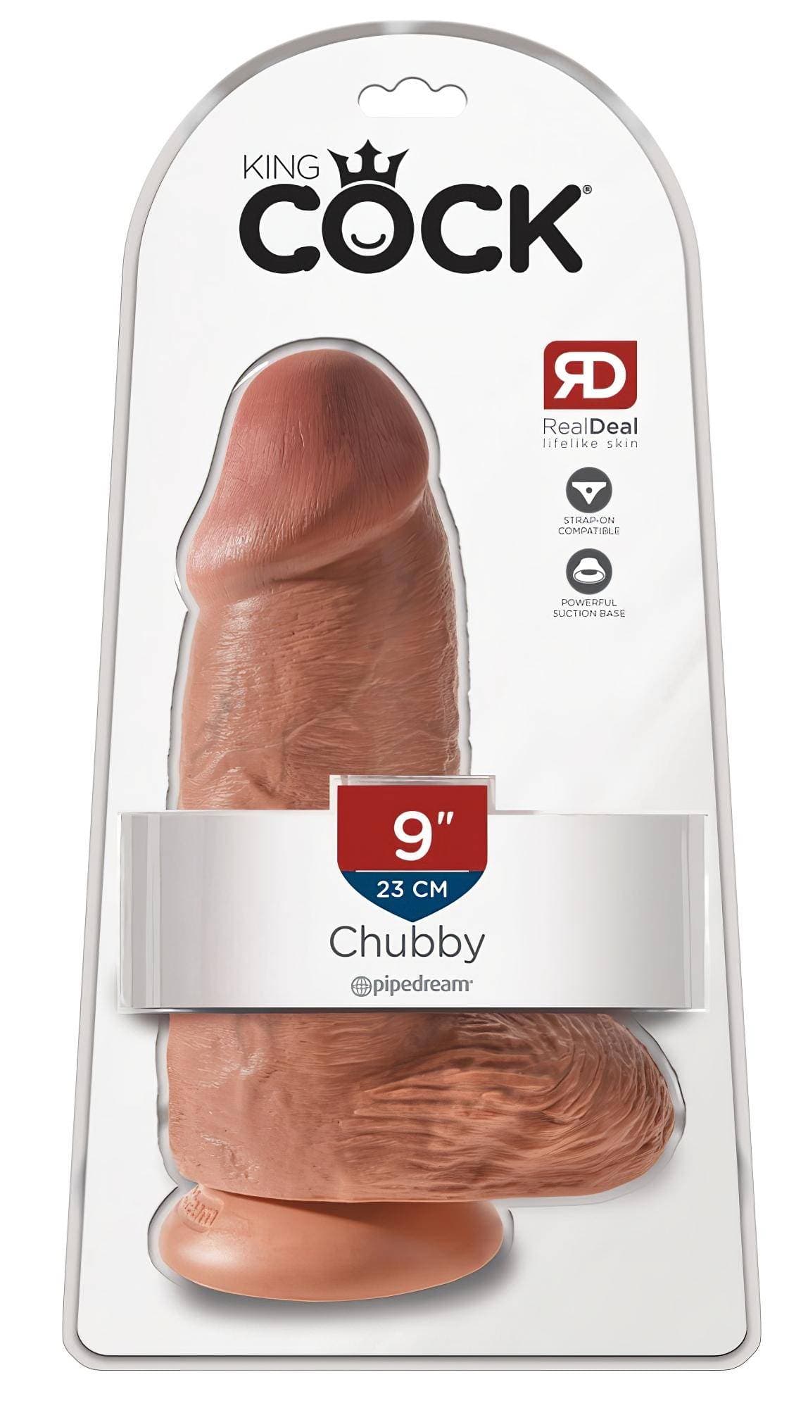 King Cock 9 Chubby - tapadókorongos, dildó (23cm) - sötét natúr #1