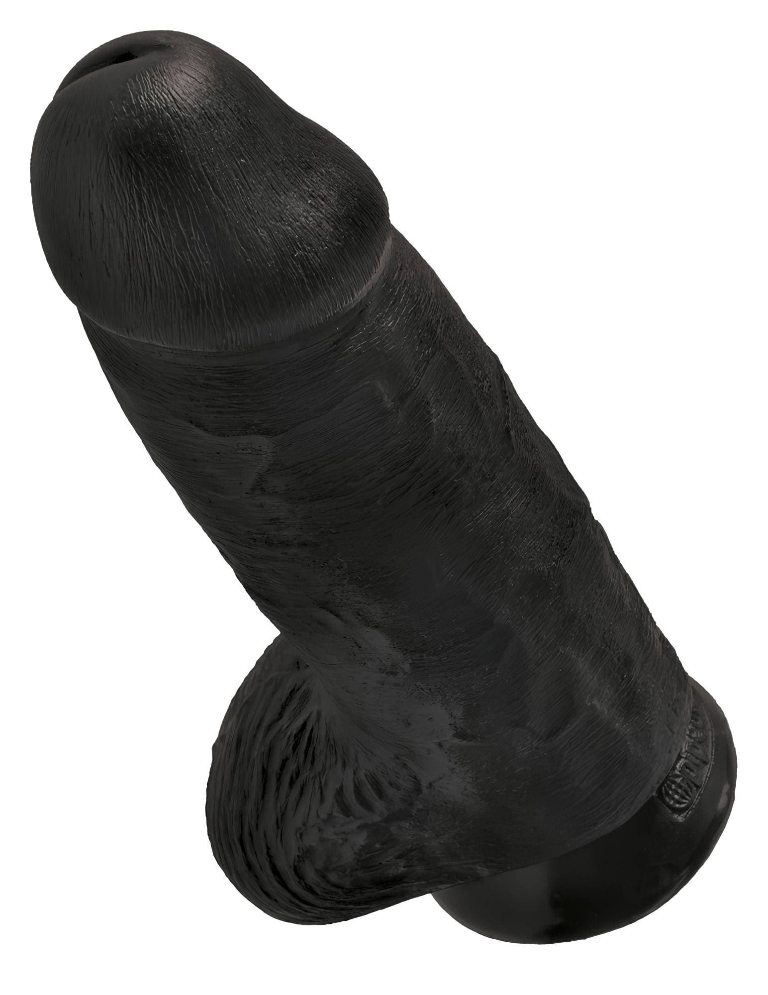 King Cock 9 Chubby - tapadókorongos, herés dildó (23cm) - fekete #4