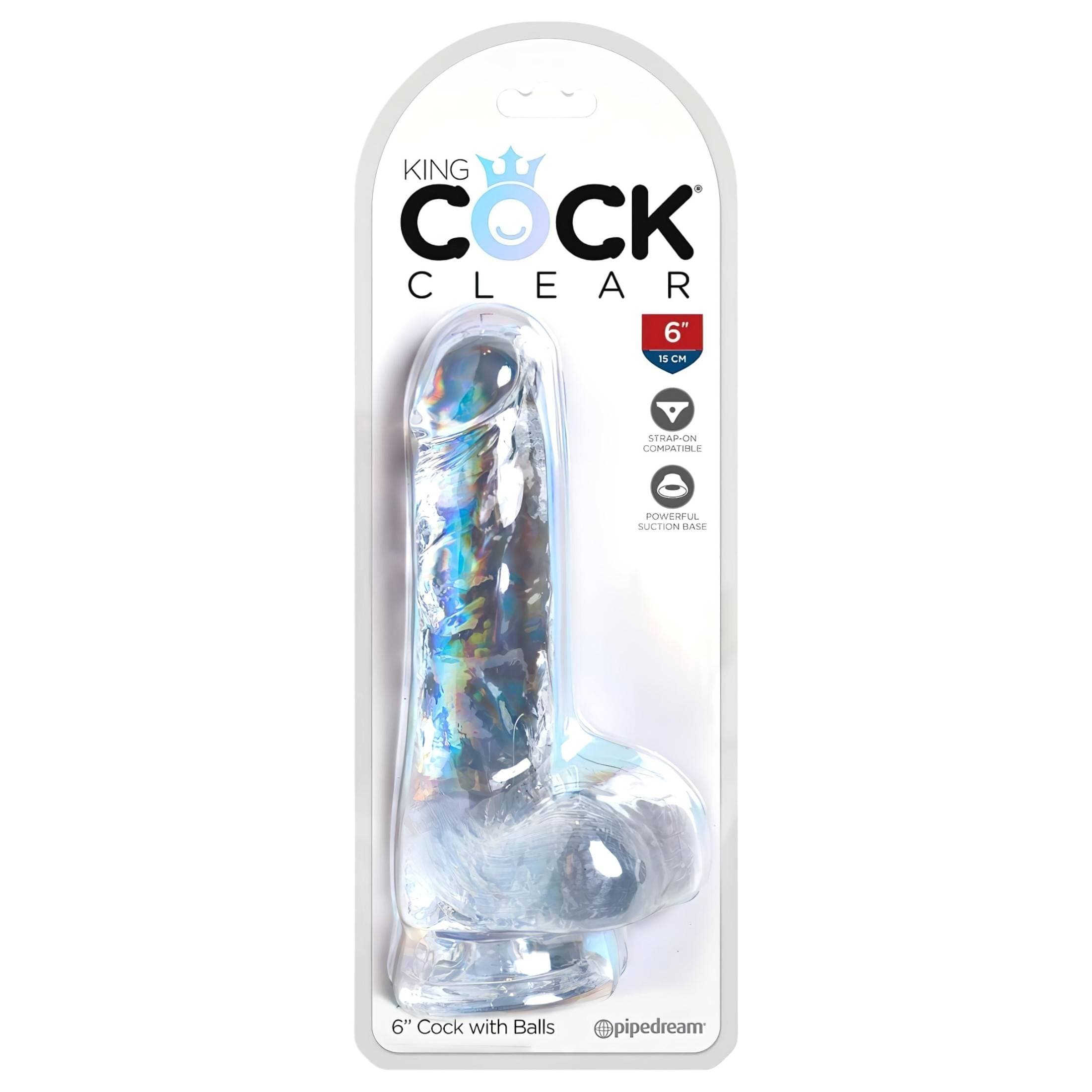 King Cock Clear 6 - tapadókorongos, herés kis dildó #1