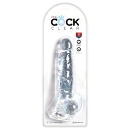 King Cock Clear 8 - tapadókorongos, herés dildó #1