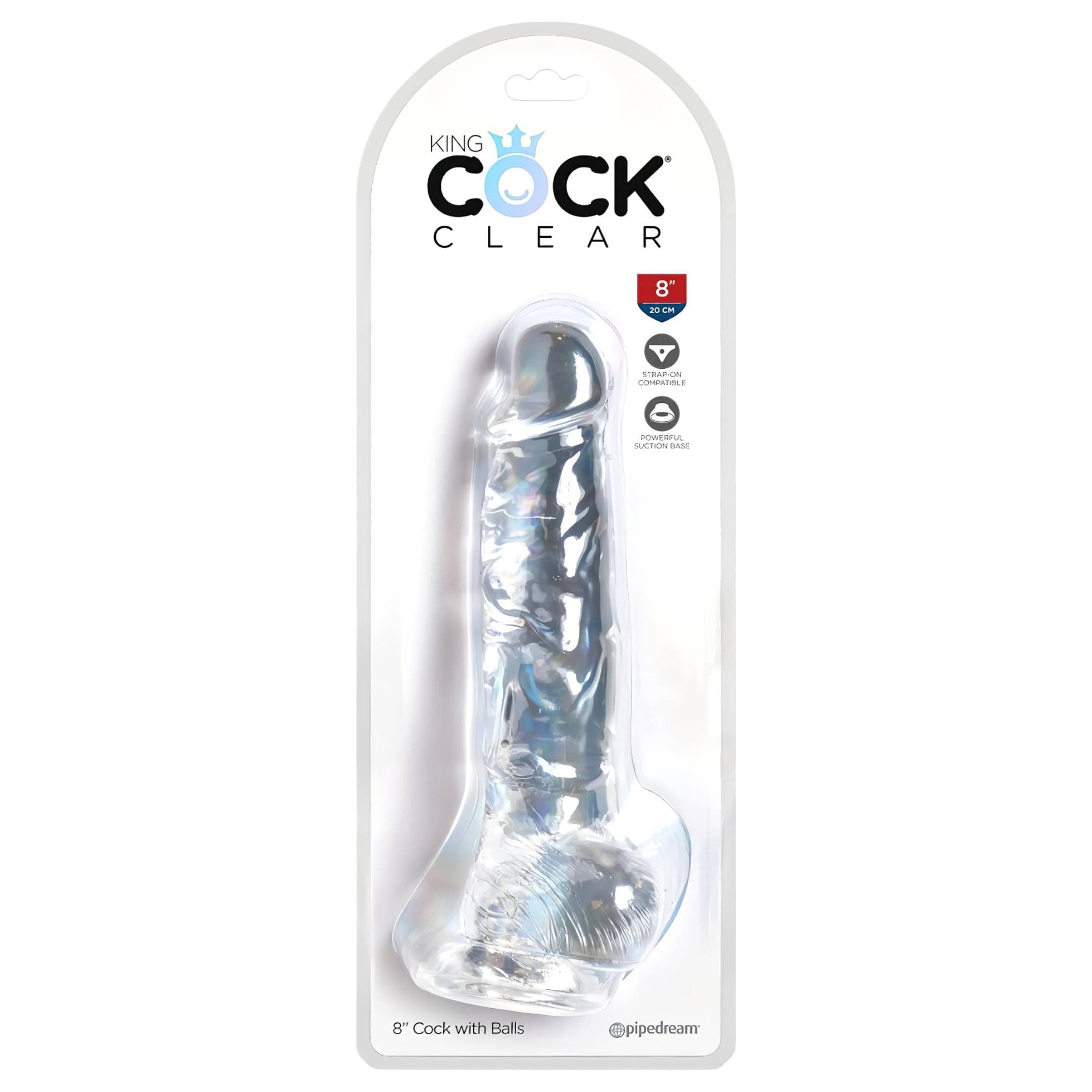 King Cock Clear 8 - tapadókorongos, herés dildó #1