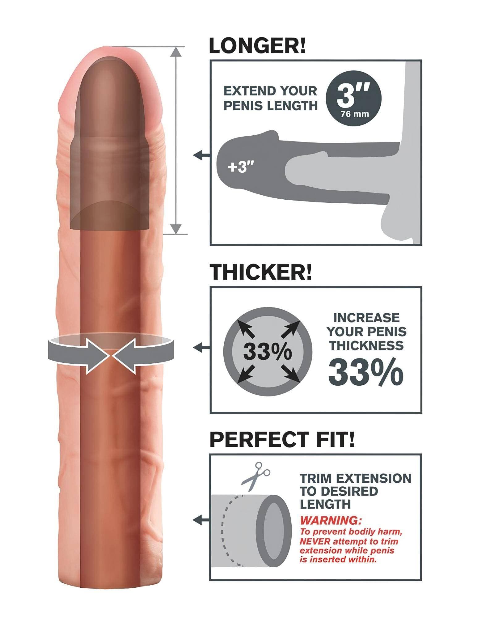 X-TENSION Perfect 3 - élethű péniszköpeny (22,8cm) - natúr #4