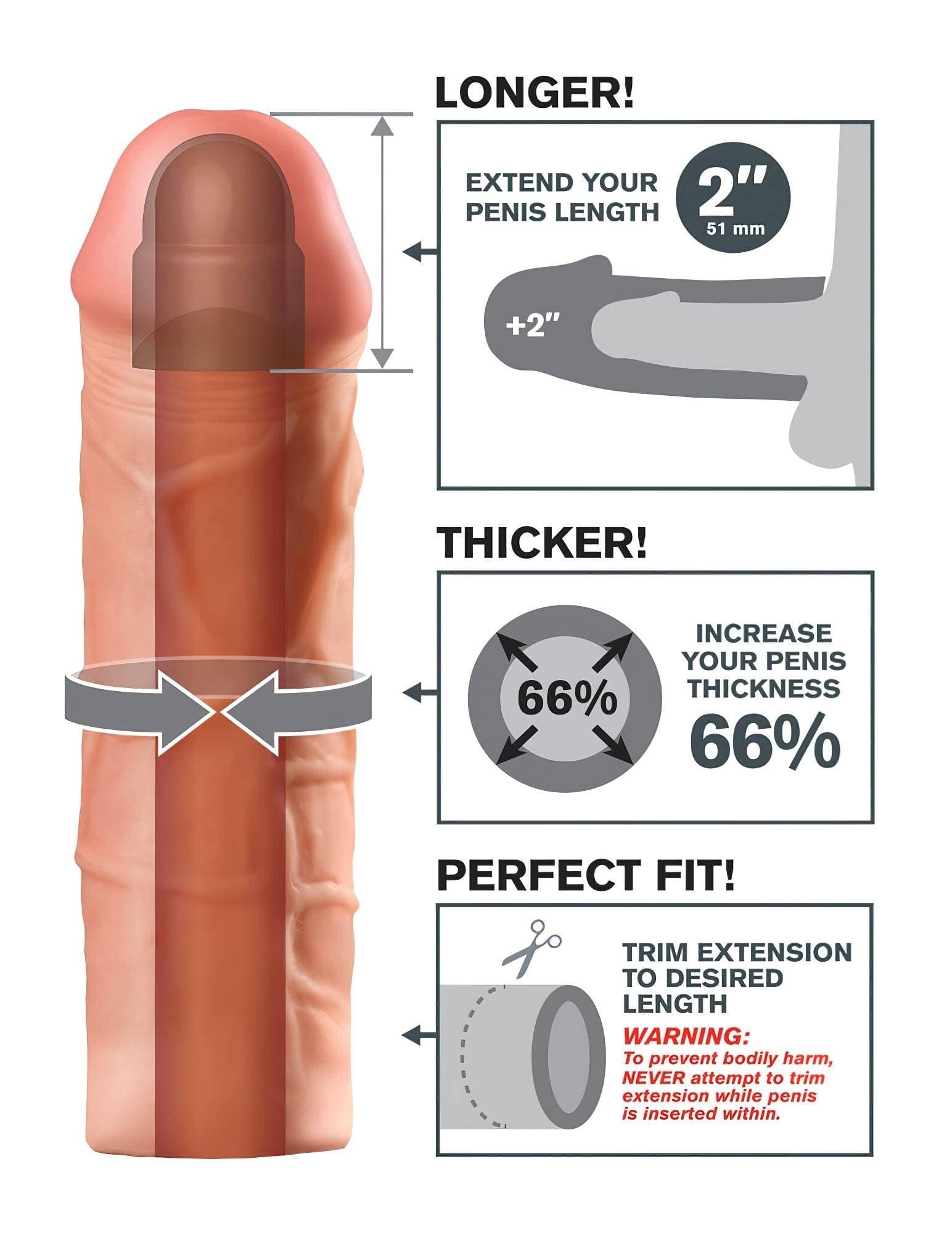 X-TENSION Mega 2 - élethű péniszköpeny (20,3cm) - natúr #4