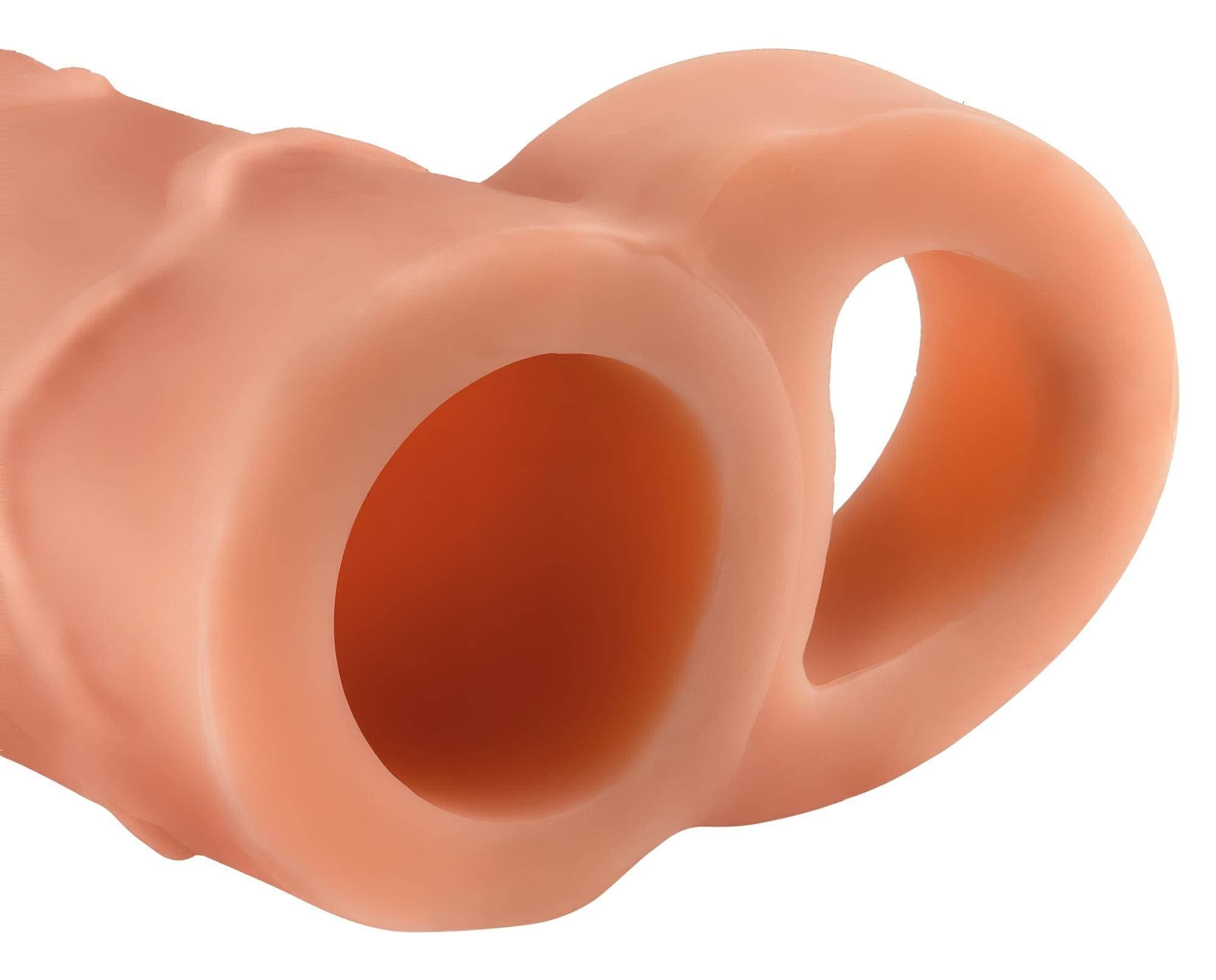 X-TENSION Perfect 2 - heregyűrűs péniszköpeny (19cm) - natúr #3