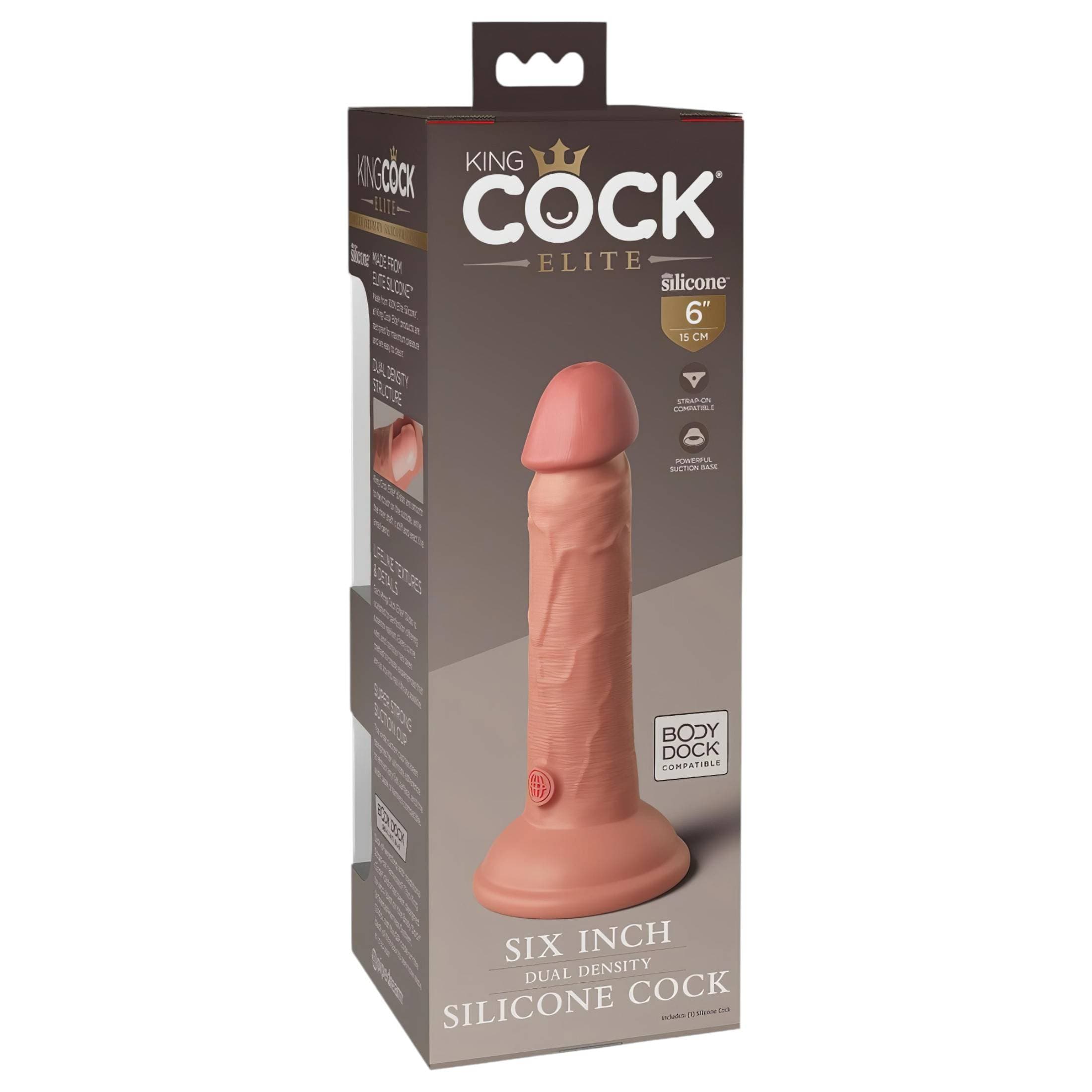 King Cock Elite 6 - tapadókorongos, élethű dildó (15cm) - natúr #2