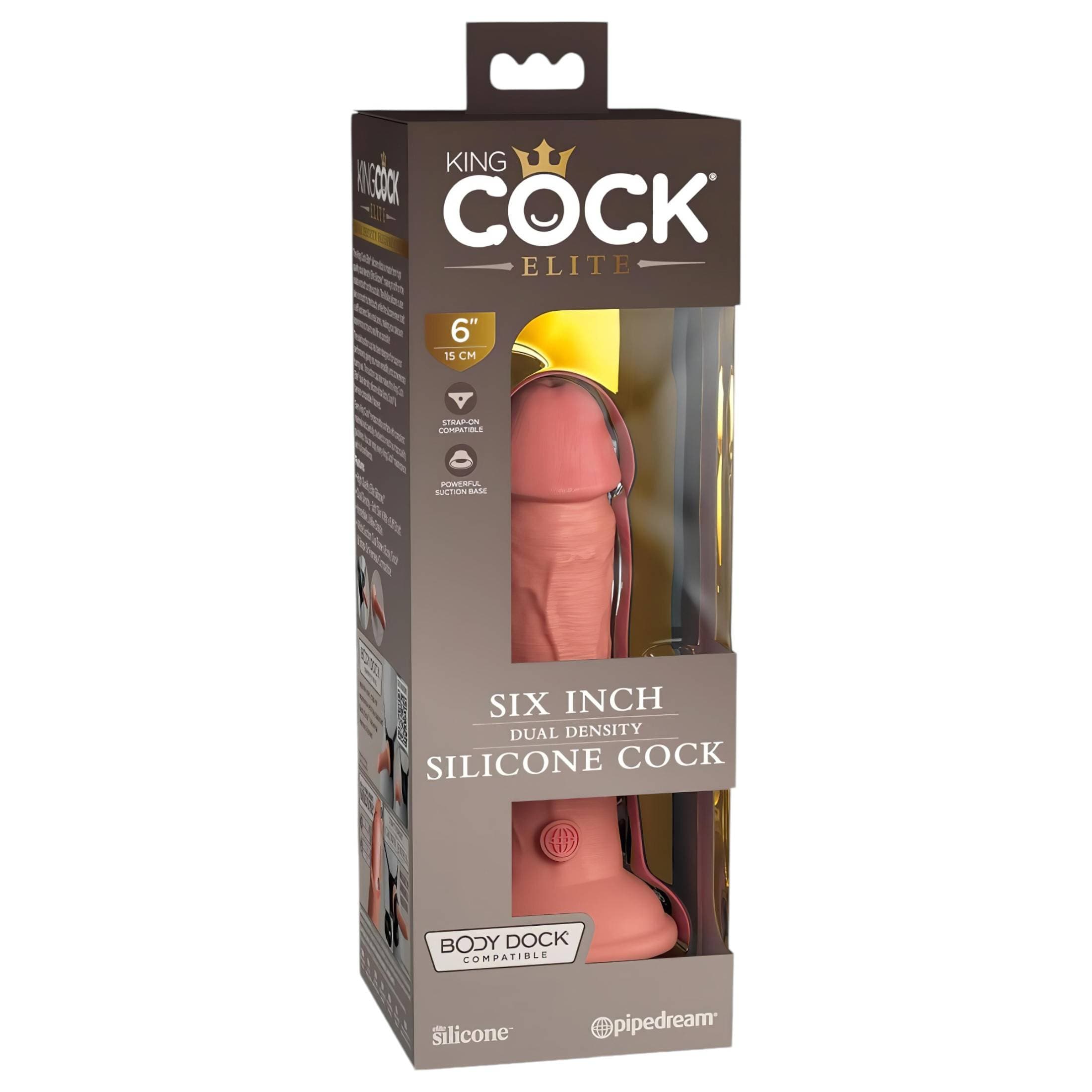 King Cock Elite 6 - tapadókorongos, élethű dildó (15cm) - natúr #3