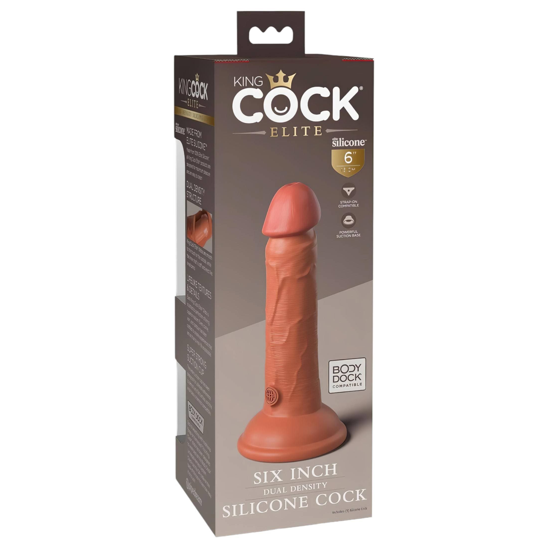 King Cock Elite 6 - tapadókorongos, élethű dildó (15cm) - sötét #2