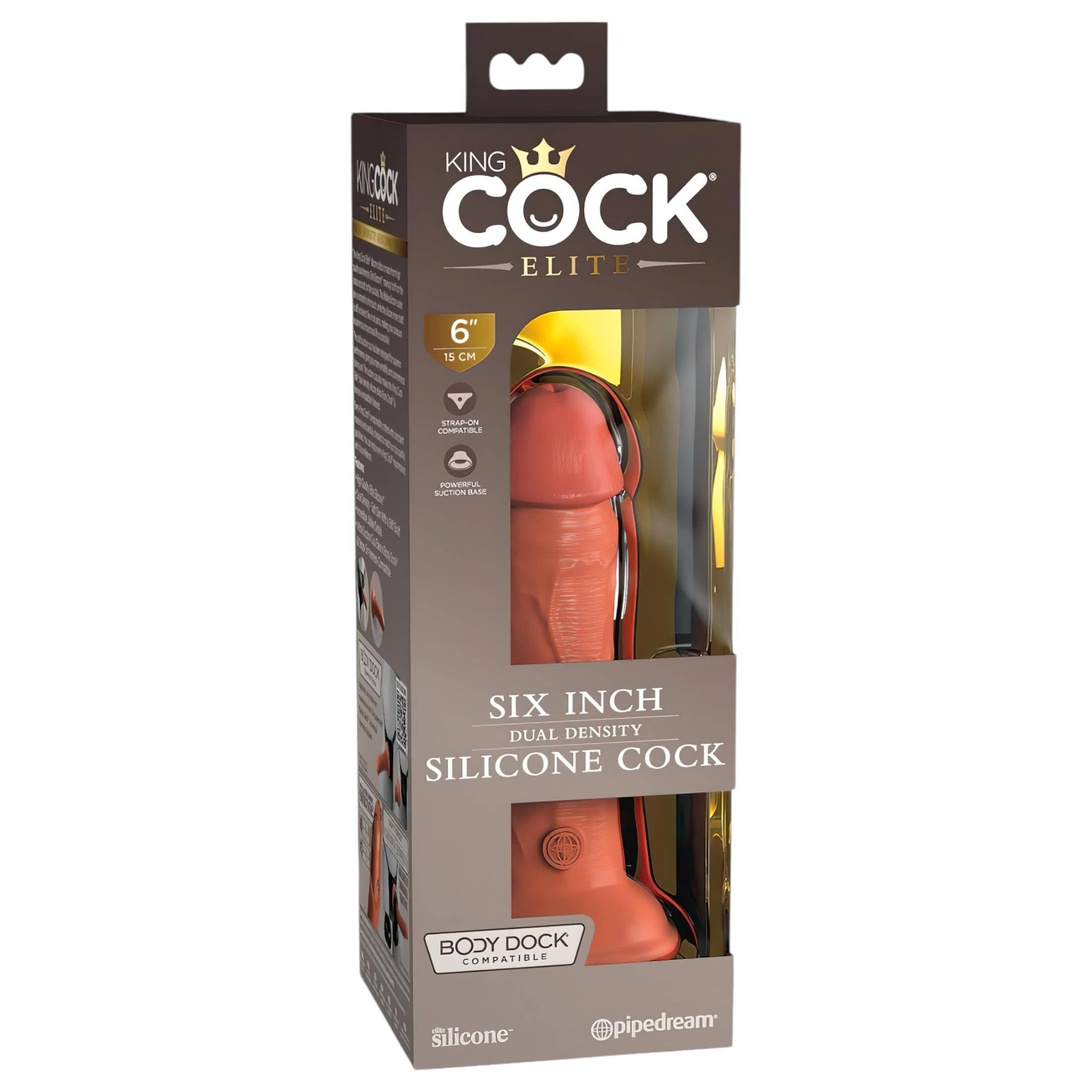 King Cock Elite 6 - tapadókorongos, élethű dildó (15cm) - sötét #1