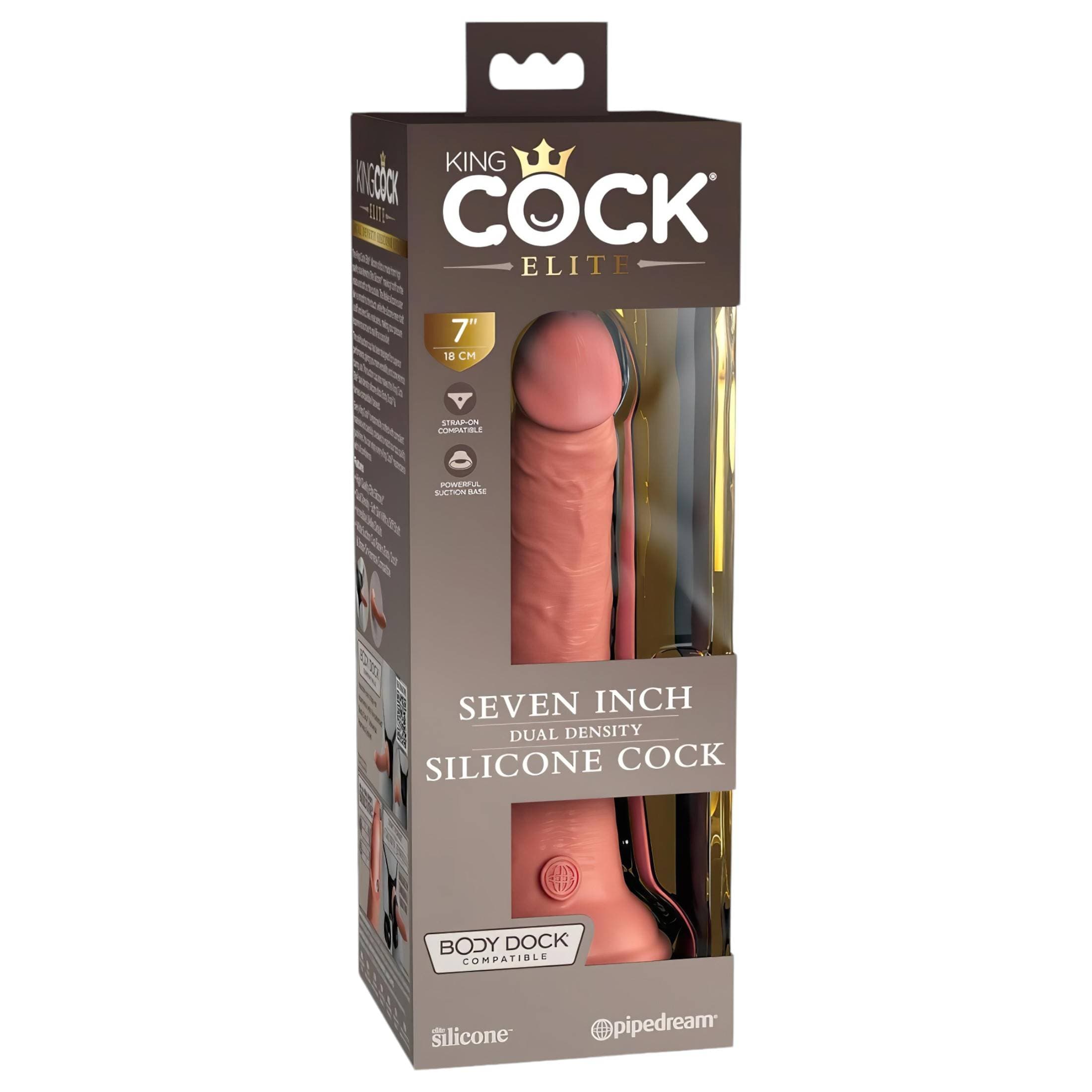 King Cock Elite 7- tapadókorongos, élethű dildó (18cm) - natúr #3