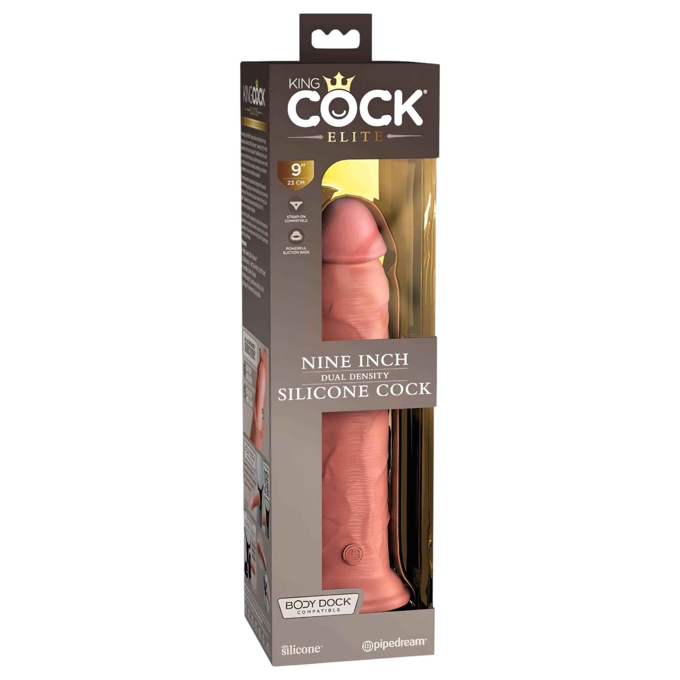 King Cock Elite 9 - tapadókorongos, élethű dildó (23cm) - natúr #3