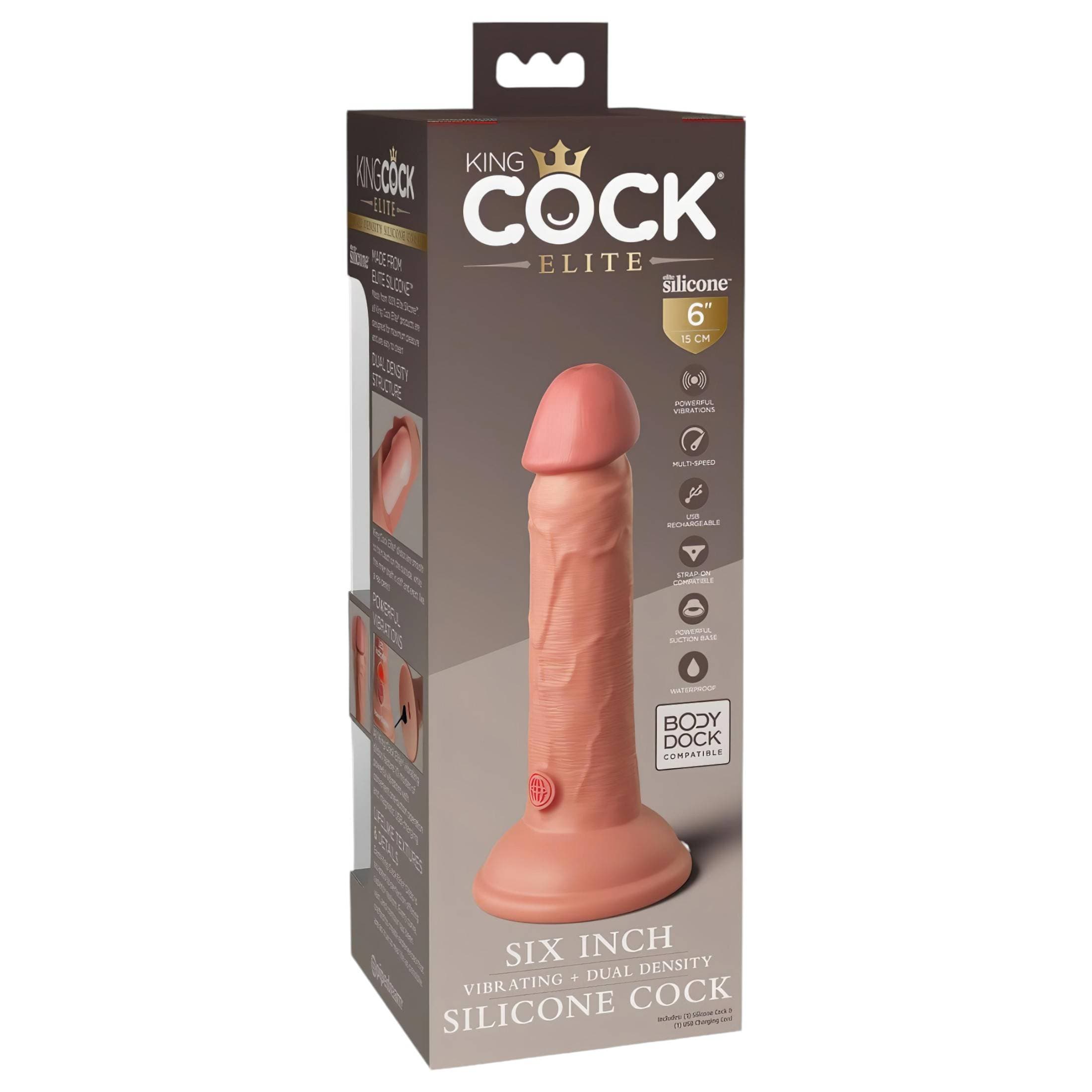 King Cock Elite 6 - tapadókorongos vibrátor (15cm) - natúr #2