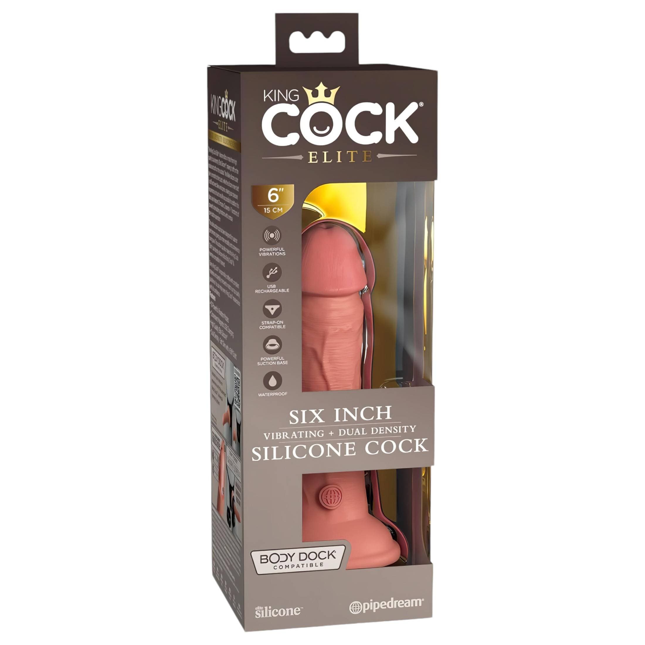 King Cock Elite 6 - tapadókorongos vibrátor (15cm) - natúr #1