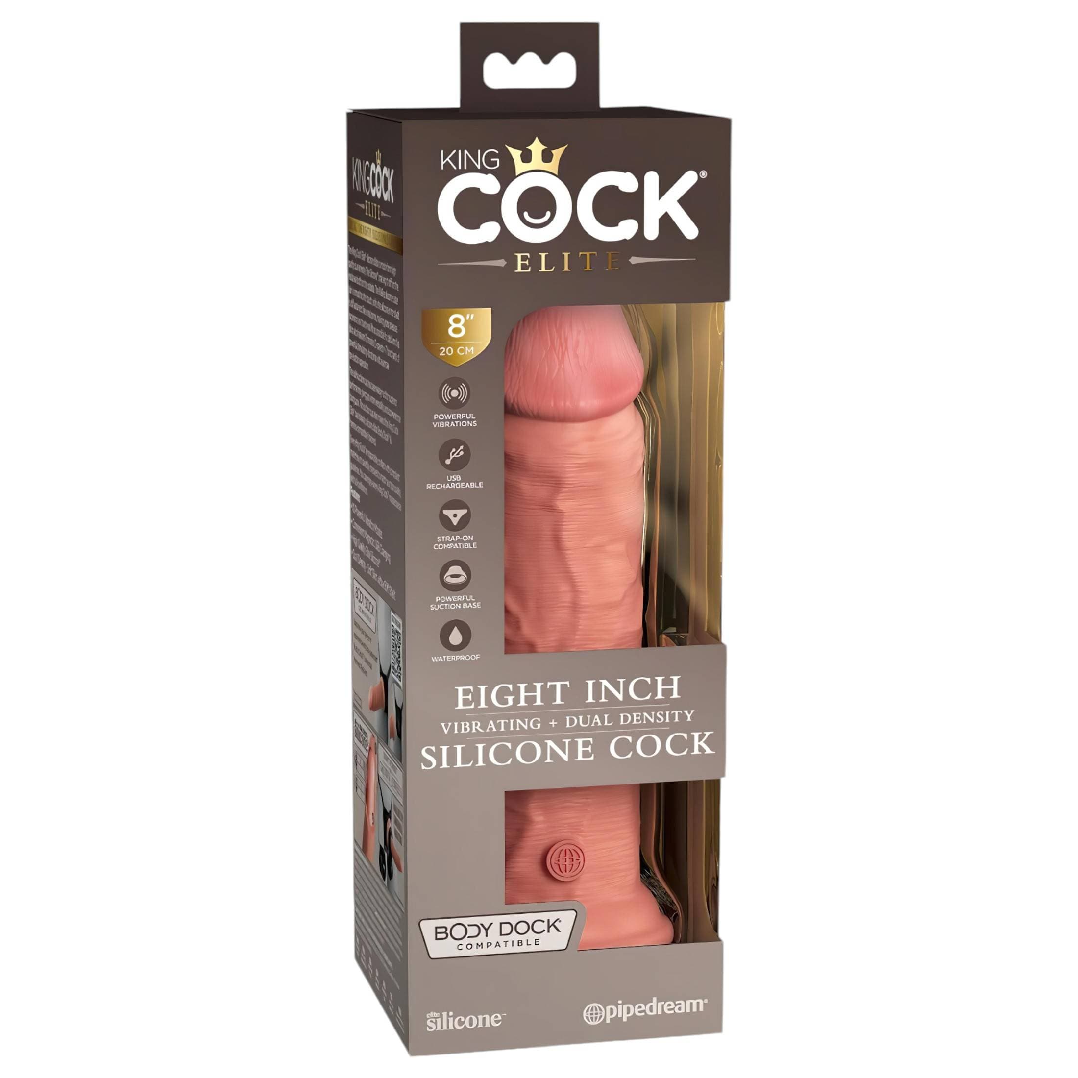 King Cock Elite 8 - tapadókorongos vibrátor (20cm) - natúr #3