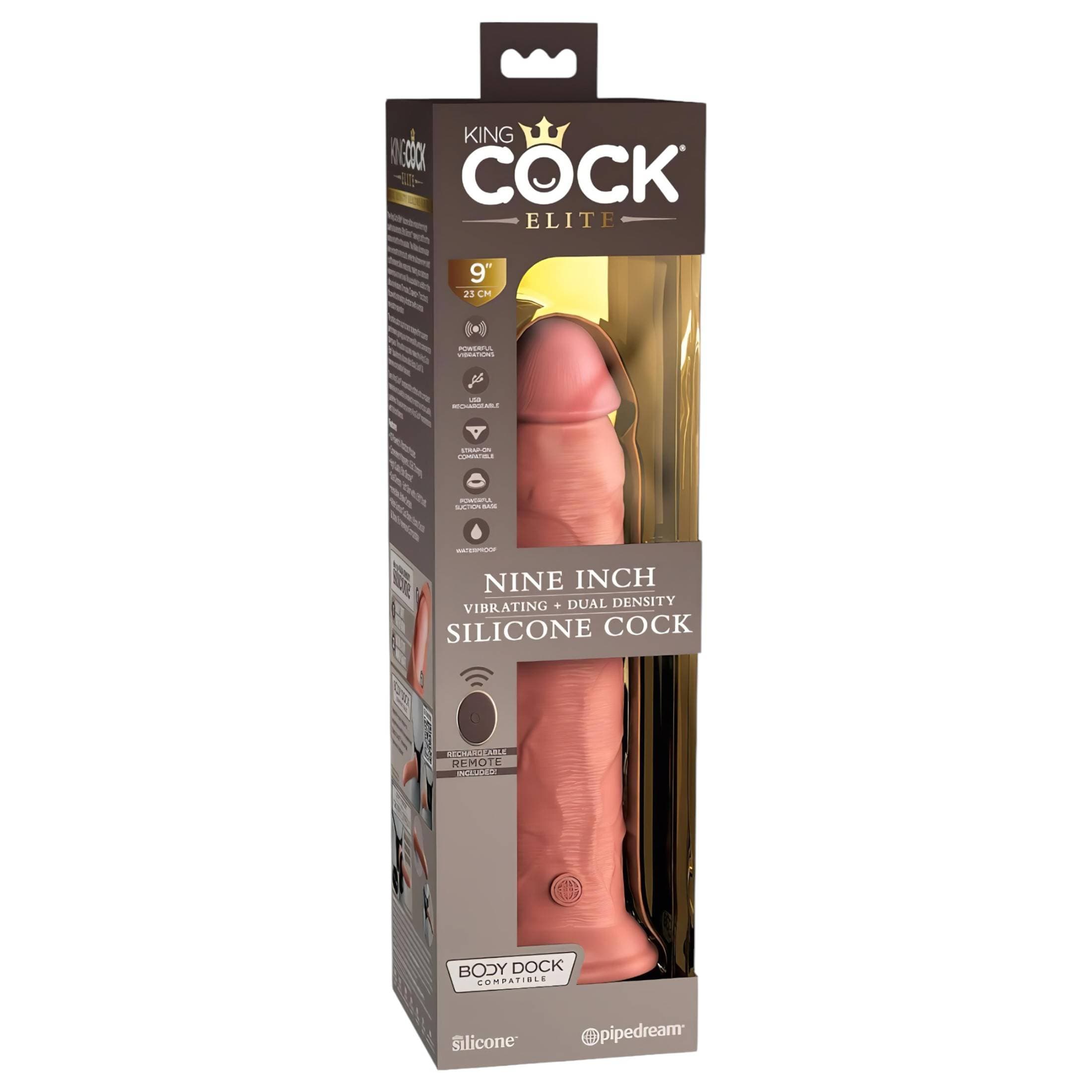 King Cock Elite 9 - tapadókorongos vibrátor 23cm - natúr #1