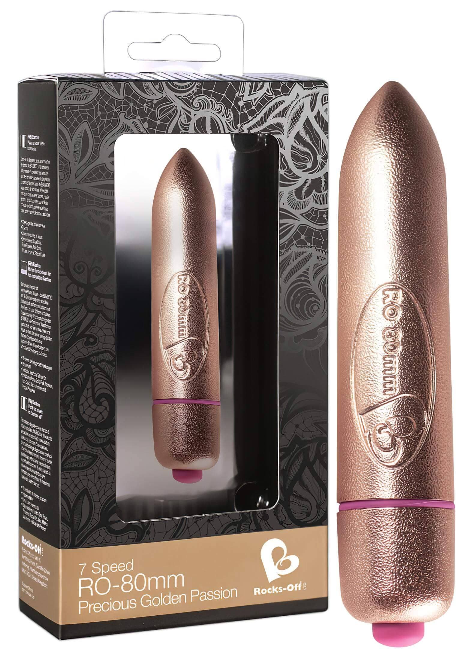 RO-80mm - kis rúzs vibrátor (7 ritmusú) - arany #1