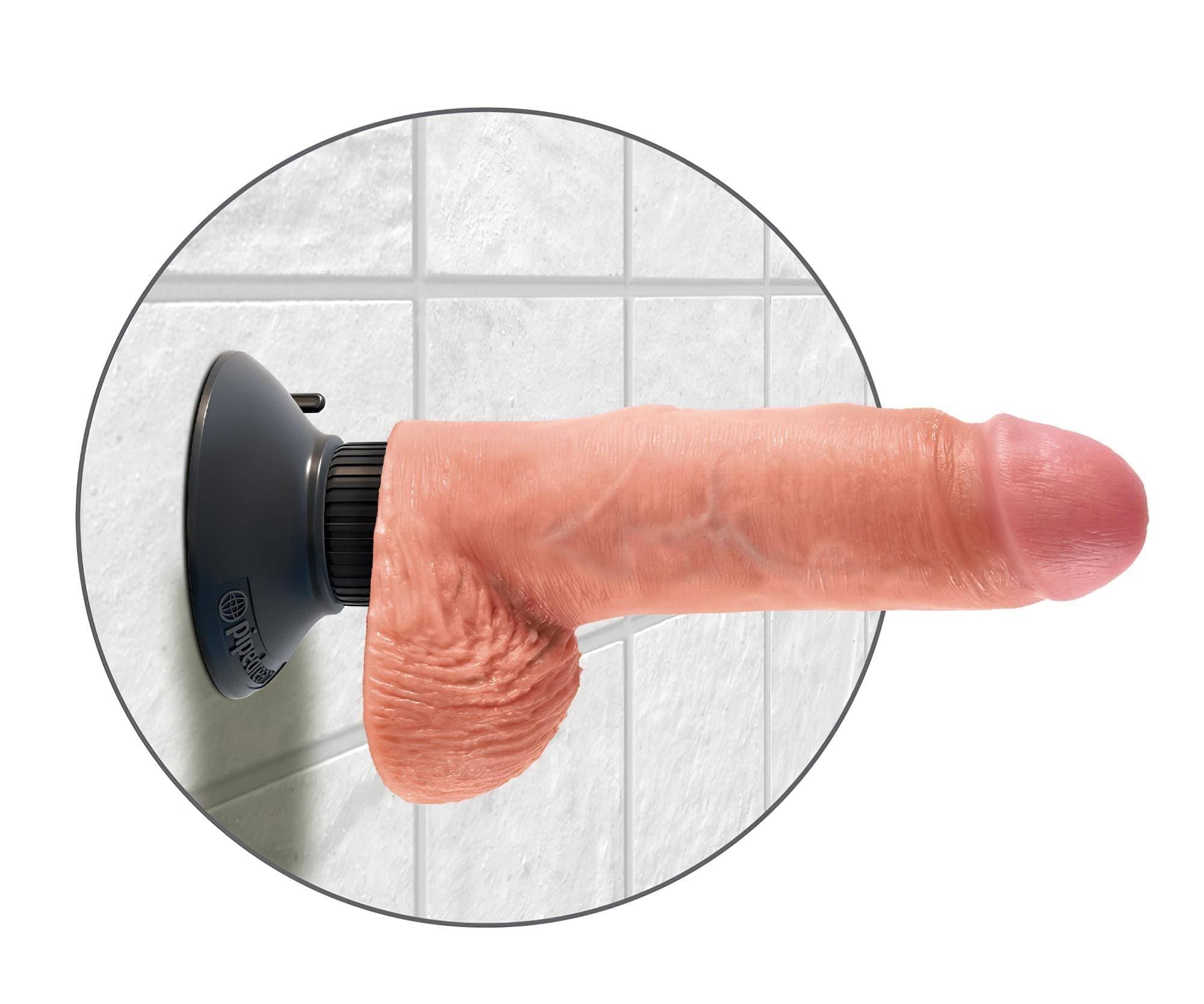 King Cock 7 tapadókorongos vibrátor (18 cm) - natúr #5