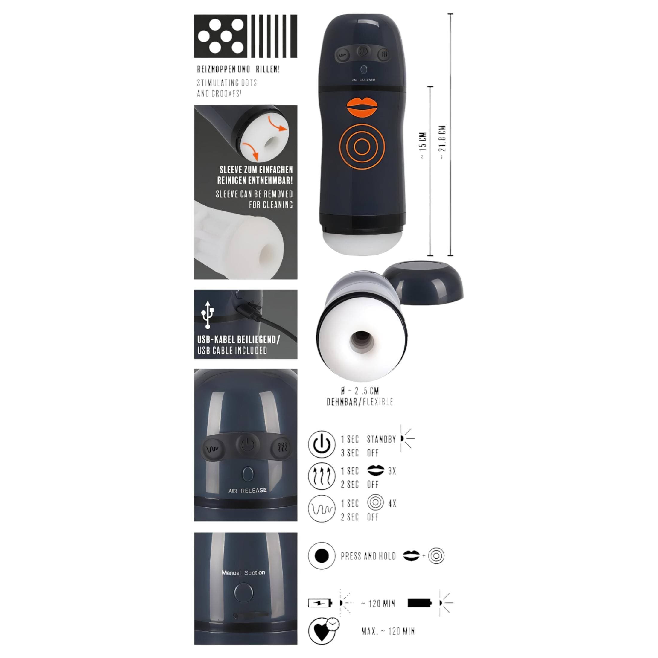 Rebel - 2in1 szívó, vibráló maszturbátor #10