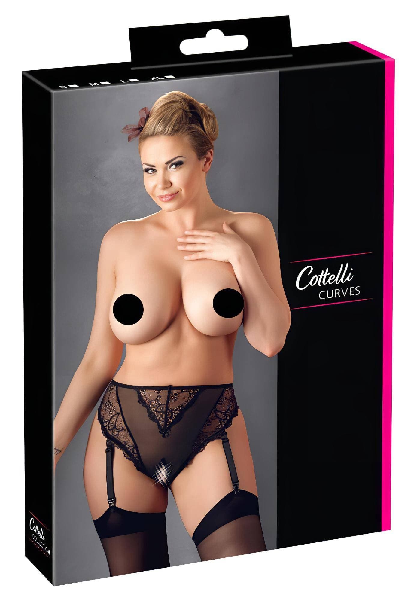 Cottelli Plus Size - csipke harisnyatartós bugyi #1