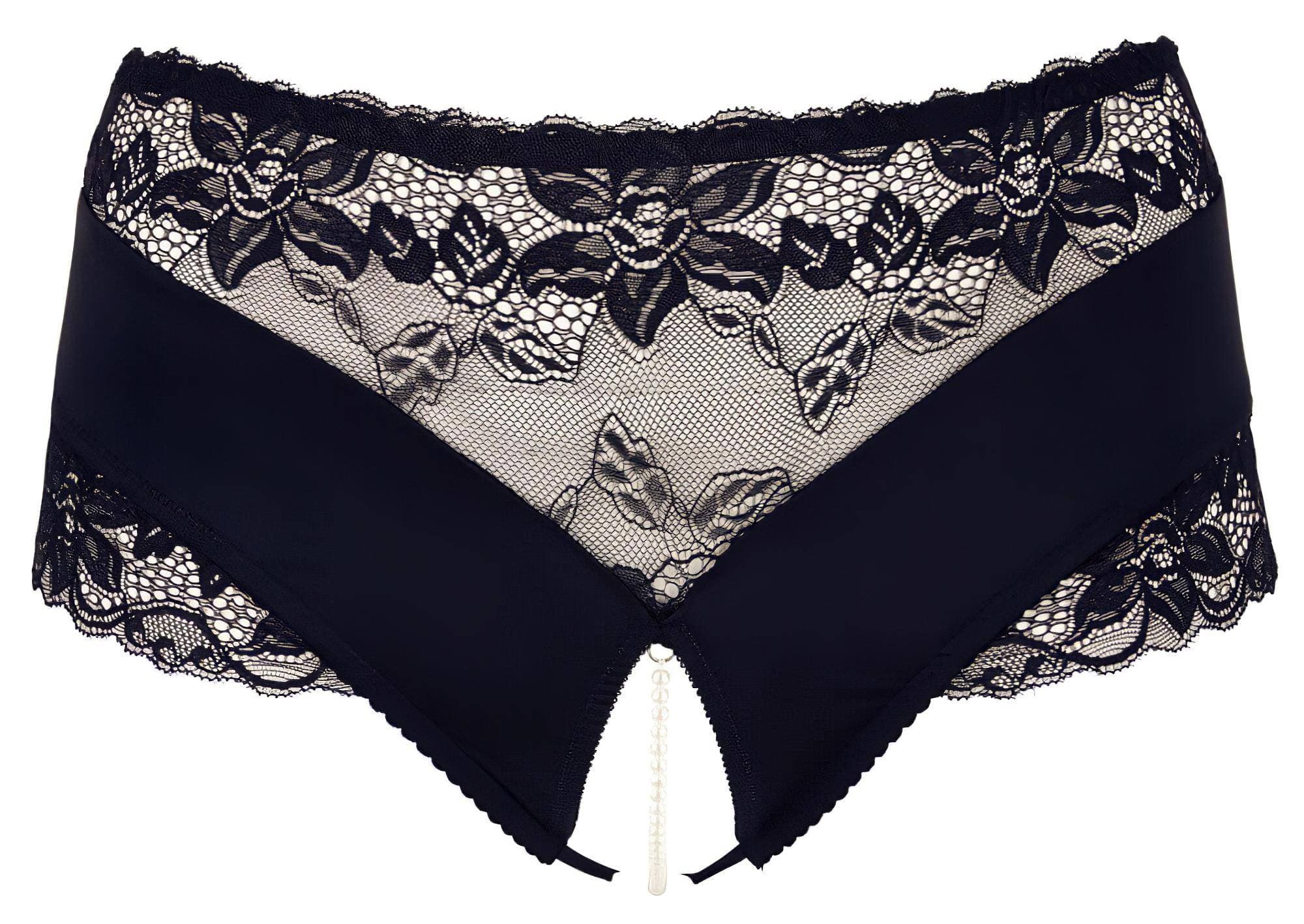 Cottelli Plus Size - csipkés gyöngyös nyitott bugyi #2