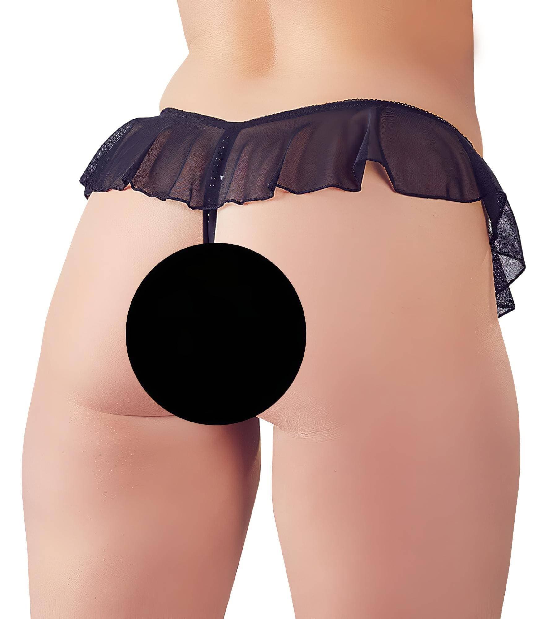 Cottelli - nyitott, gyöngyös fodros tanga #2