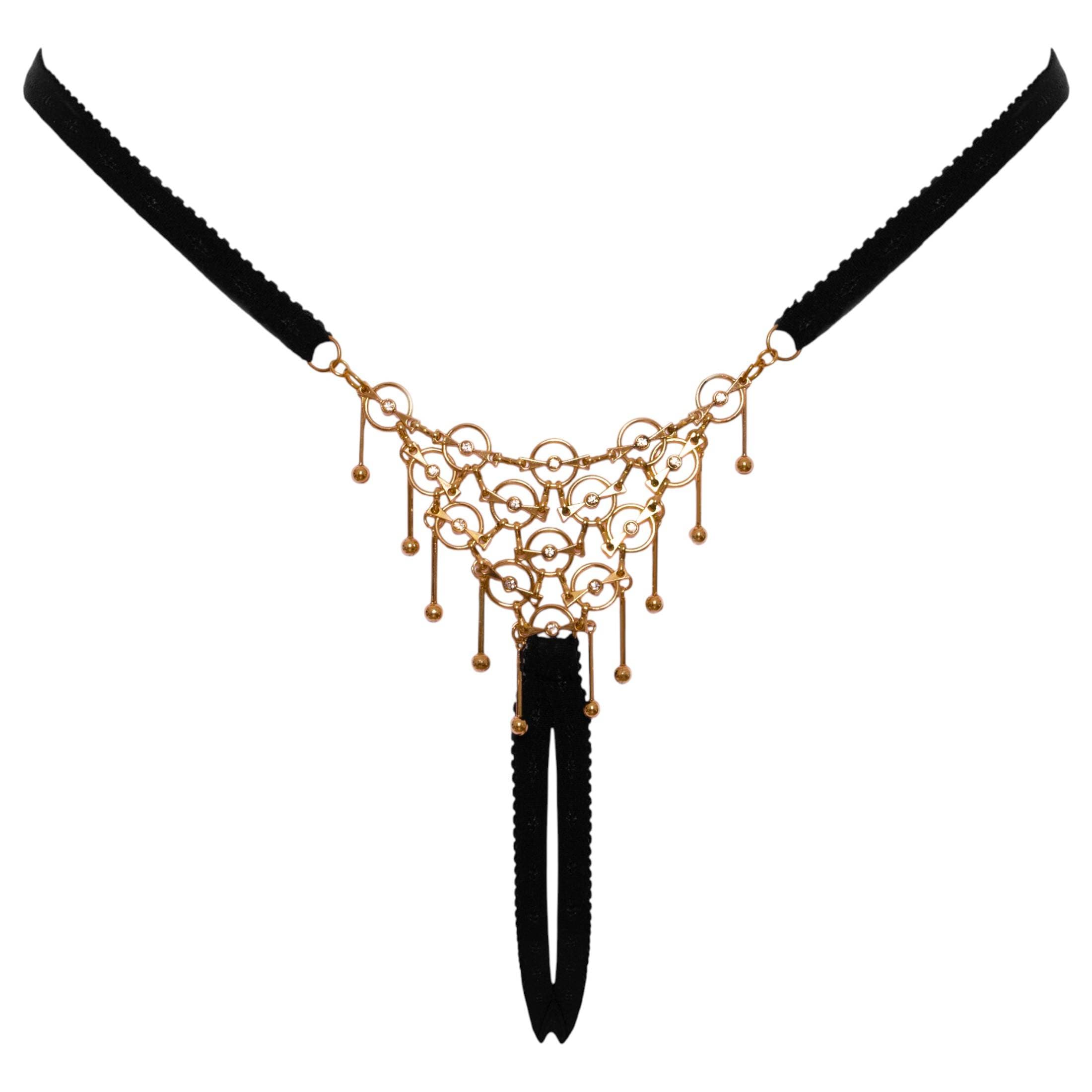 Cottelli - nyitott string tanga dísszel - fekete #2