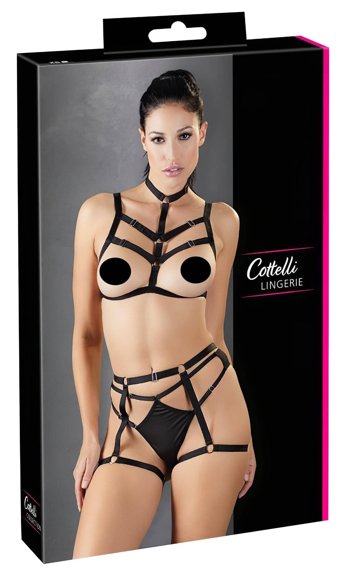 Cottelli - dísz testhám fehérnemű trió - fekete #1