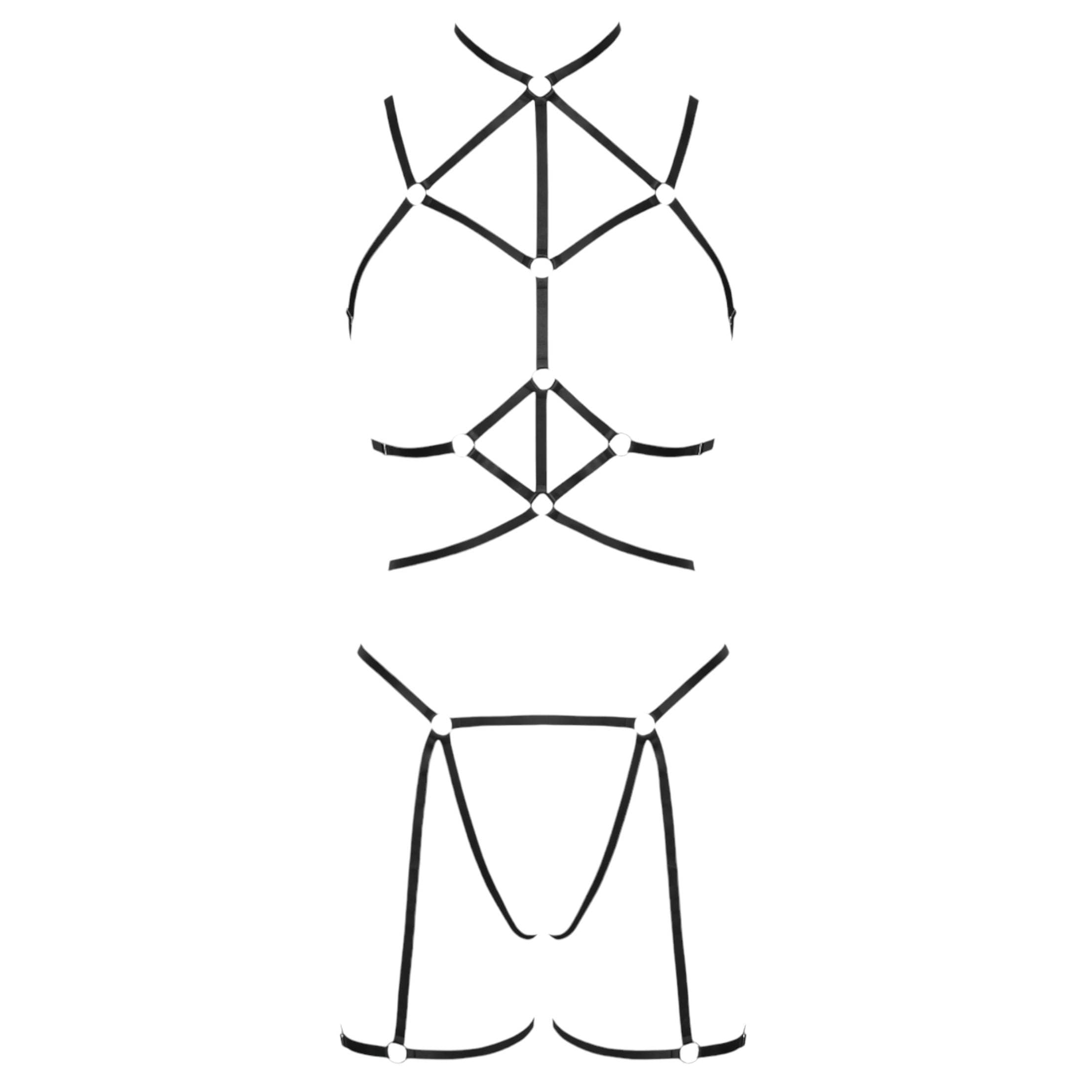 Cottelli - dísz testhám és tanga (fekete) - #5