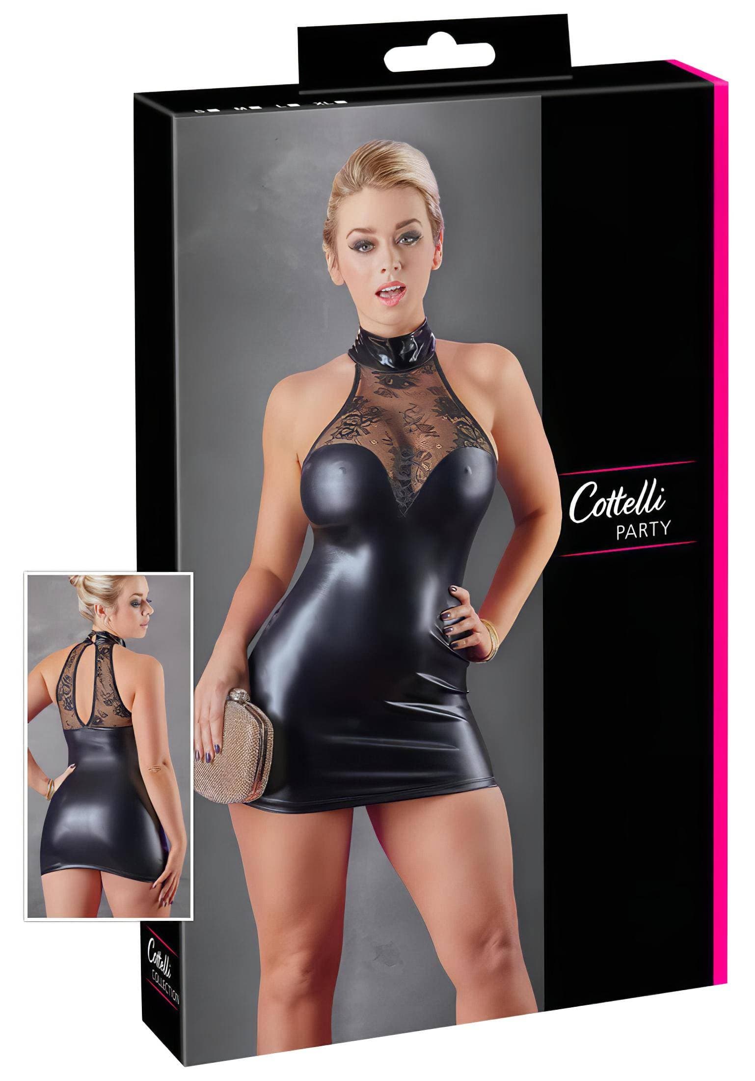 Cottelli - csipkés, fényes nyakpántos miniruha #1