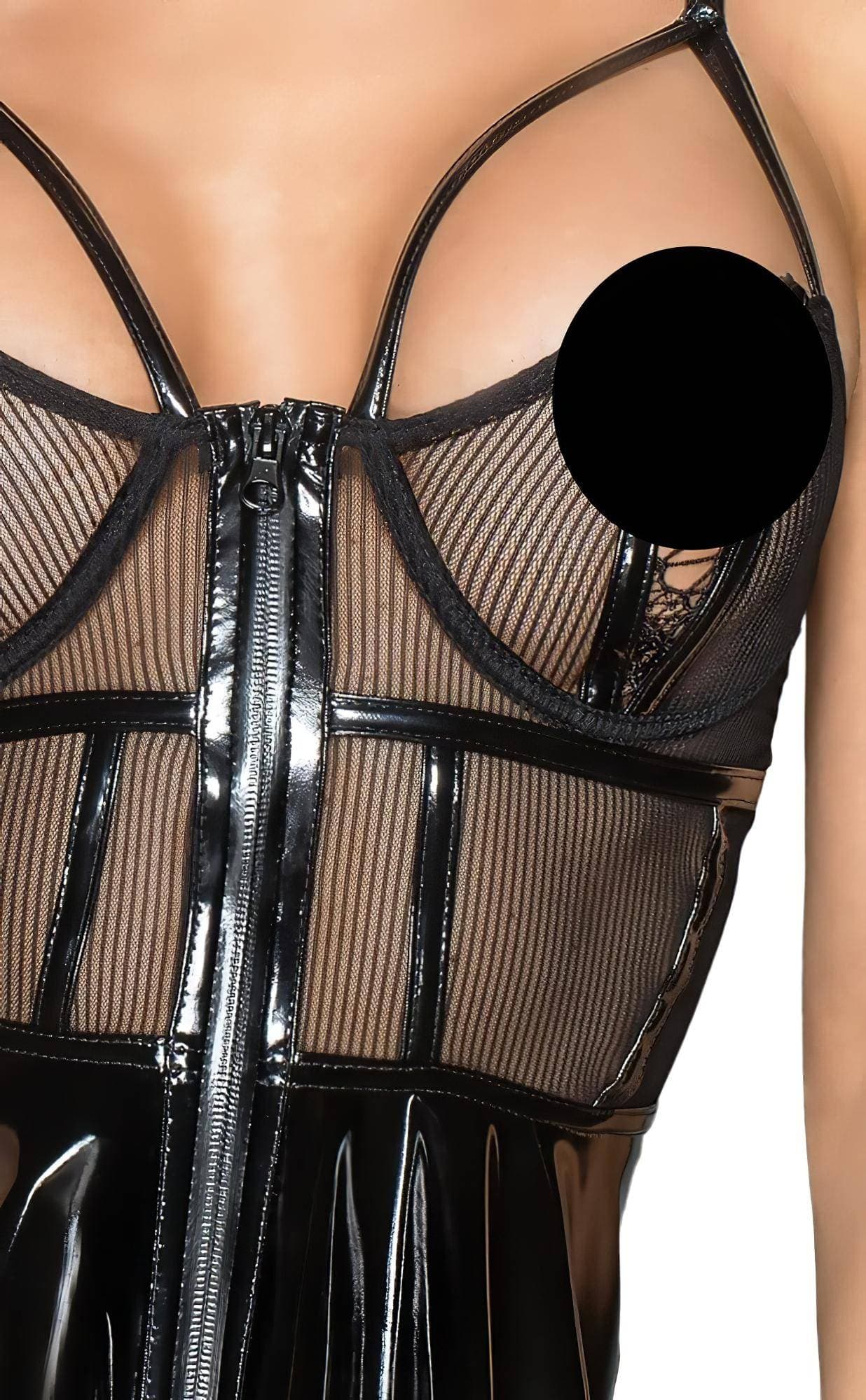 Noir - neccbetétes lakk ruha #4