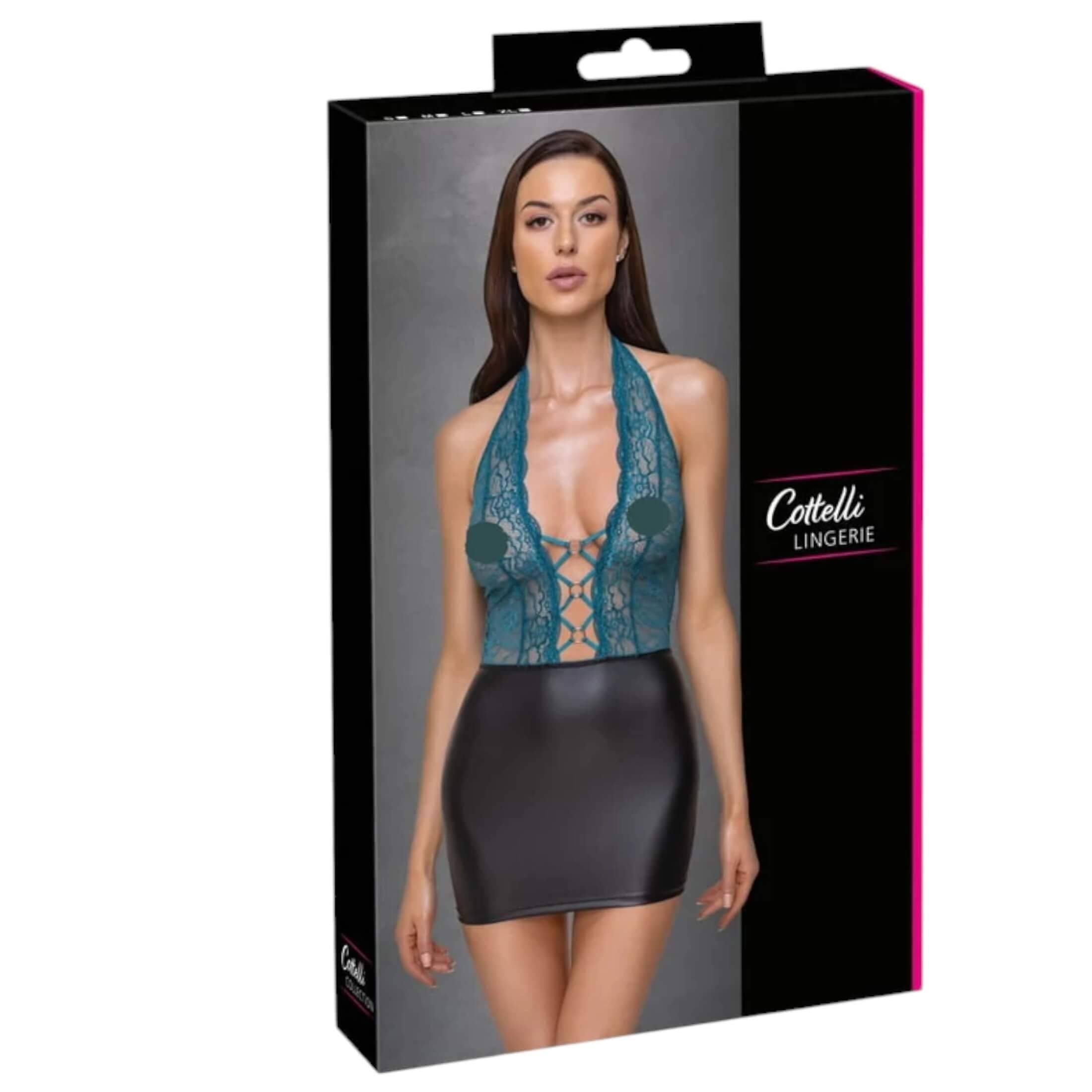 Cottelli - fűzős csipkés, fényes ruha #2