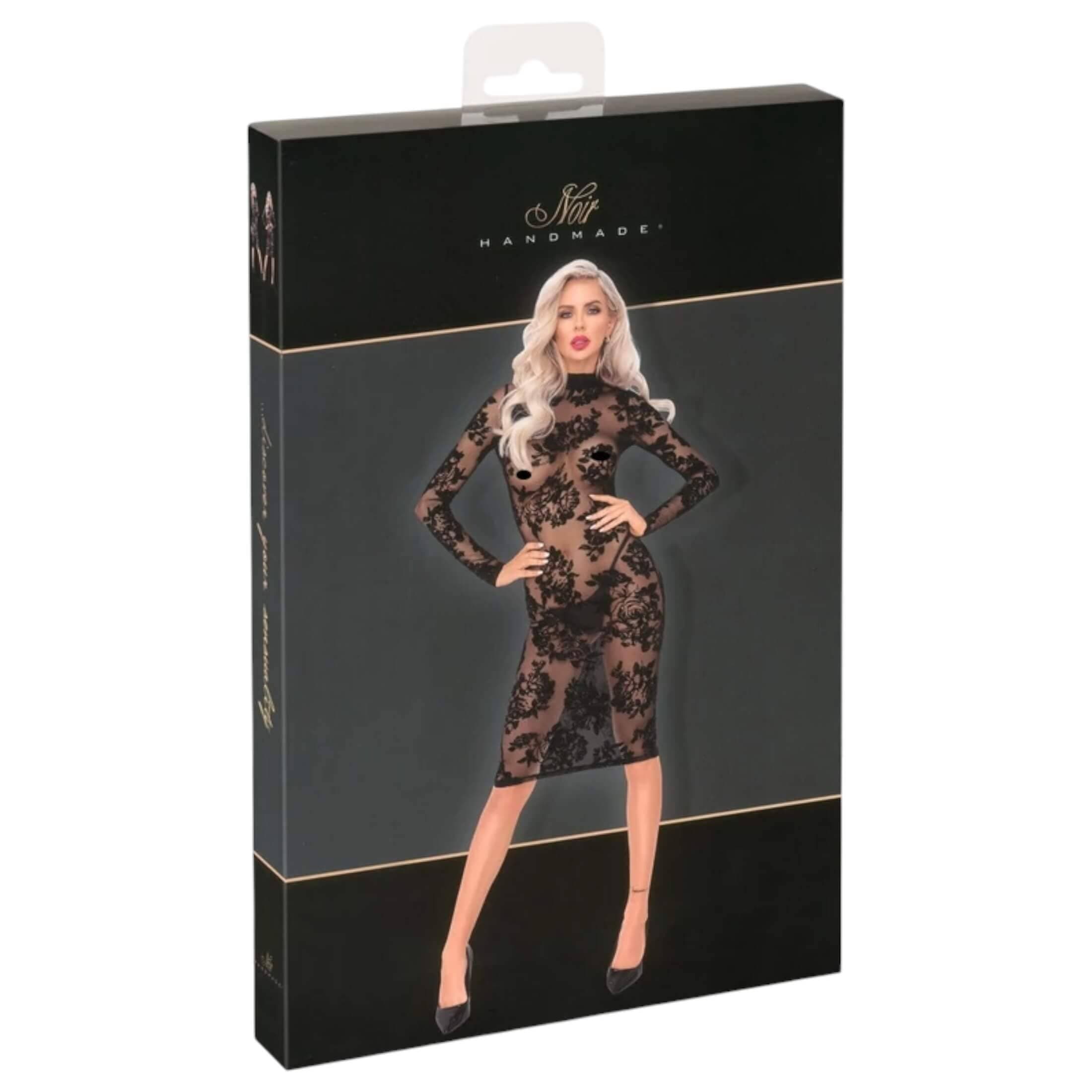 Noir - rózsás, hosszúujjú ruha #2