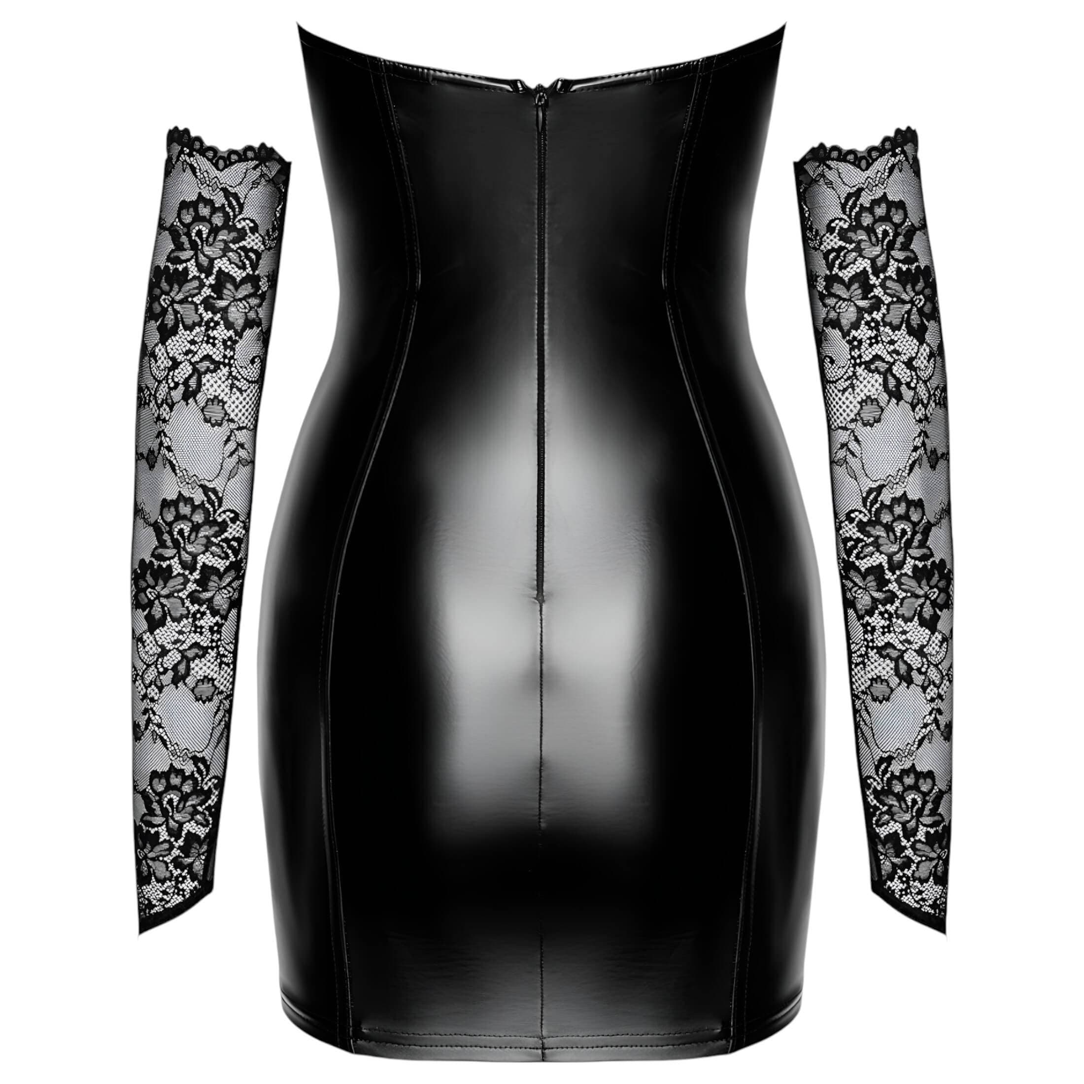 Noir - fényes ruha csipke berakással #5