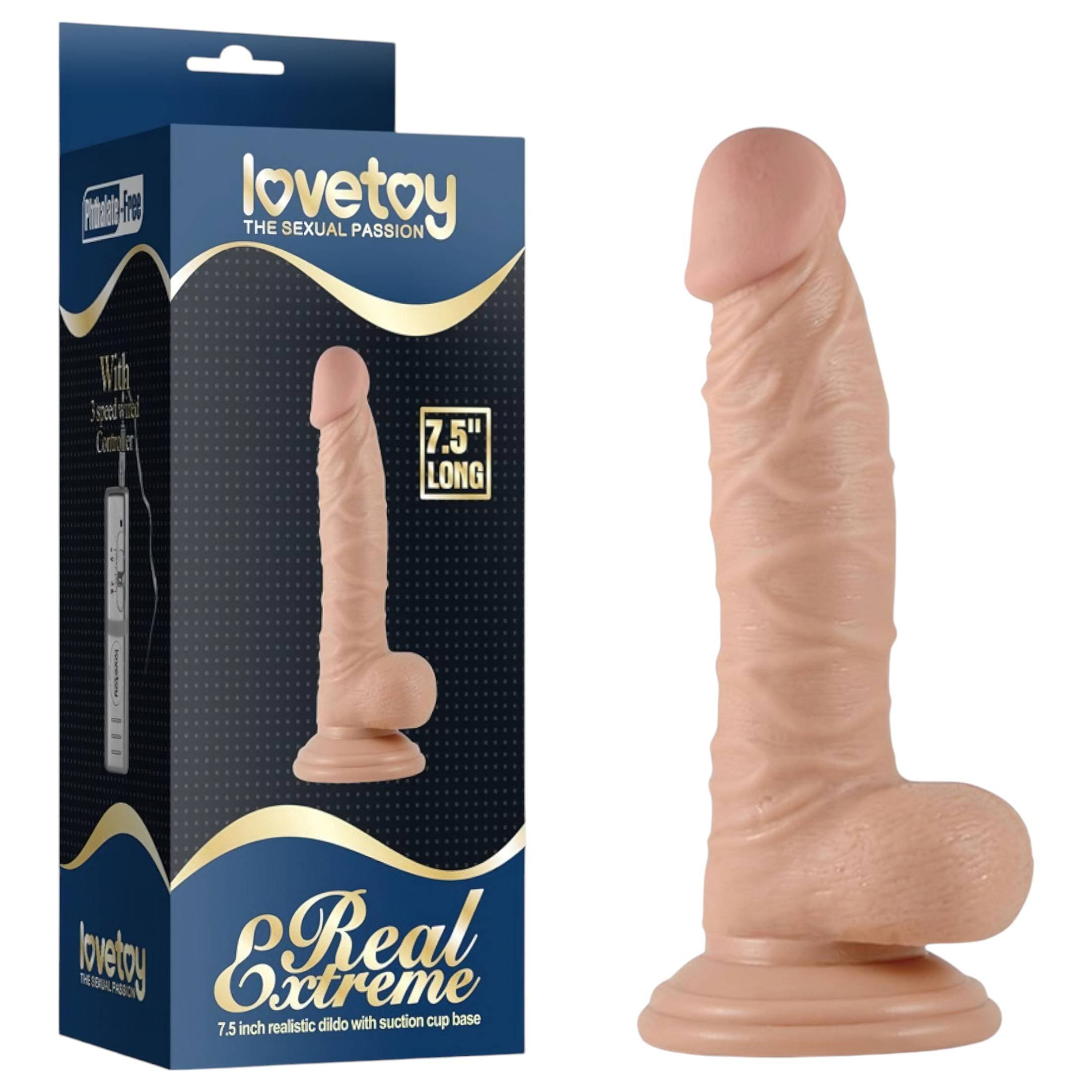 Lovetoy Real Extreme - tapadókorongos, herés G-pont dildó - 19cm #1