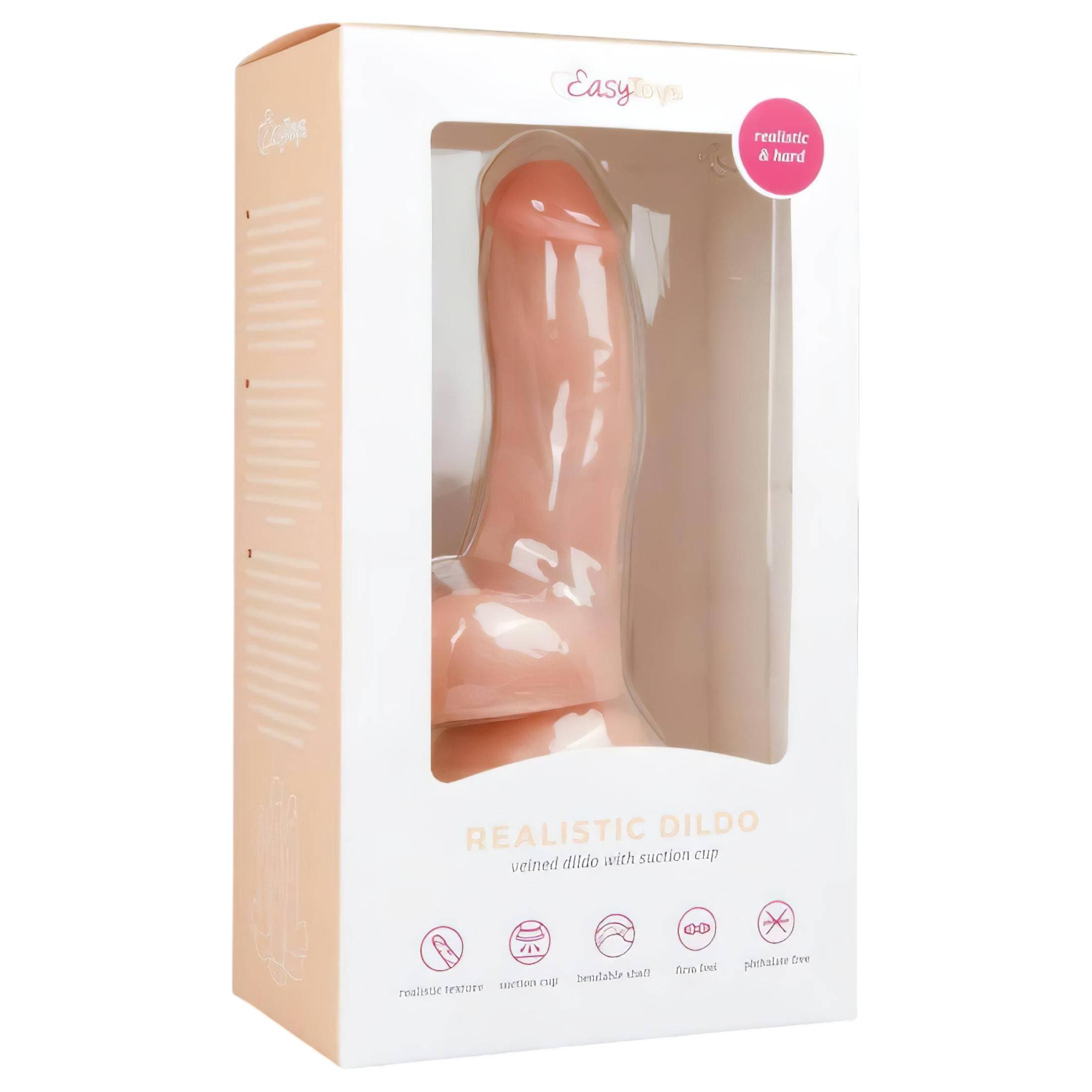 Easytoys - tapadókorongos, herés dildó (15cm) - natúr #2